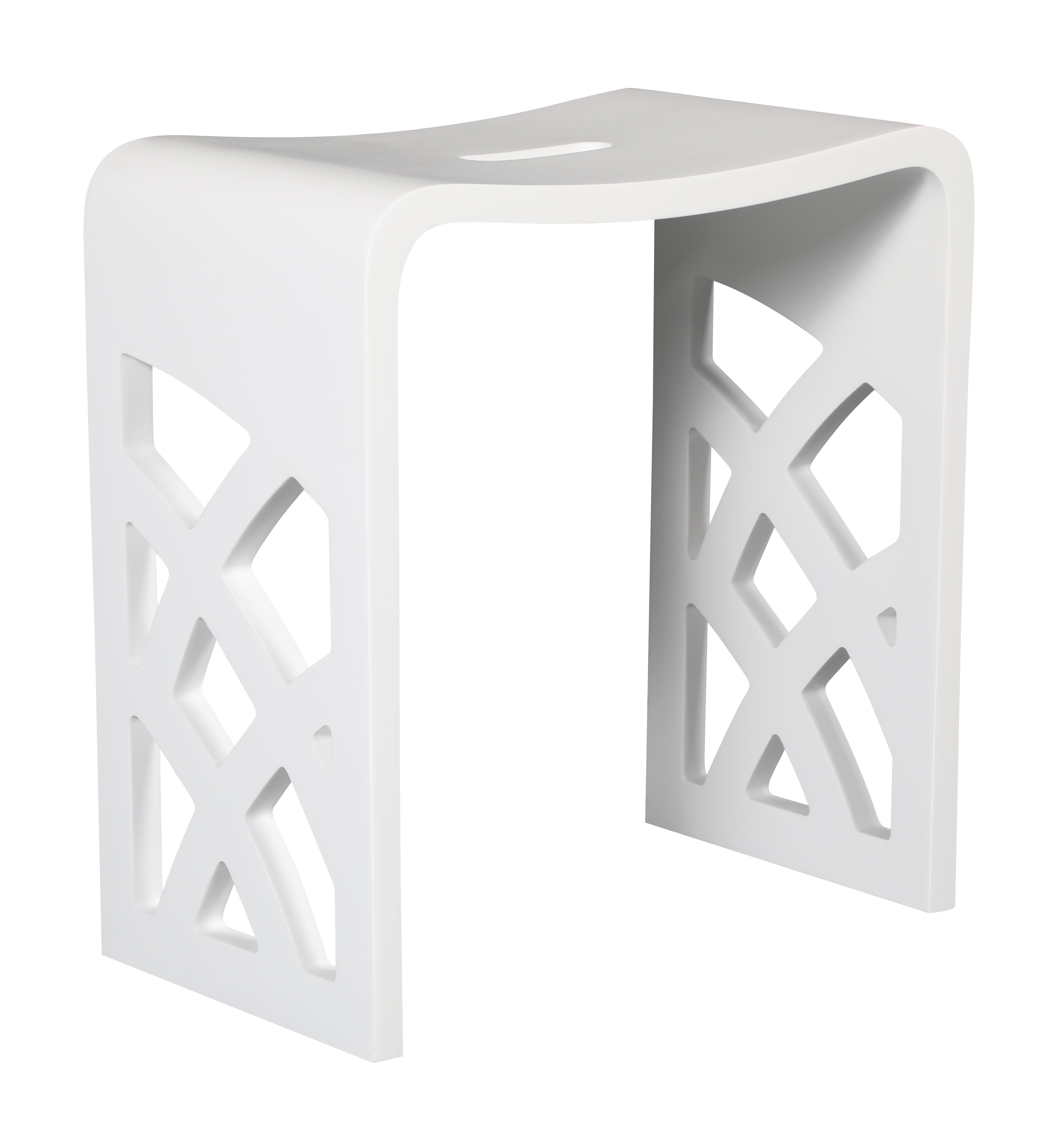 Alternate Image for ALFI brand ABST88 Designer White Matte Solid Surface Resin Bathroom / Shower Stool