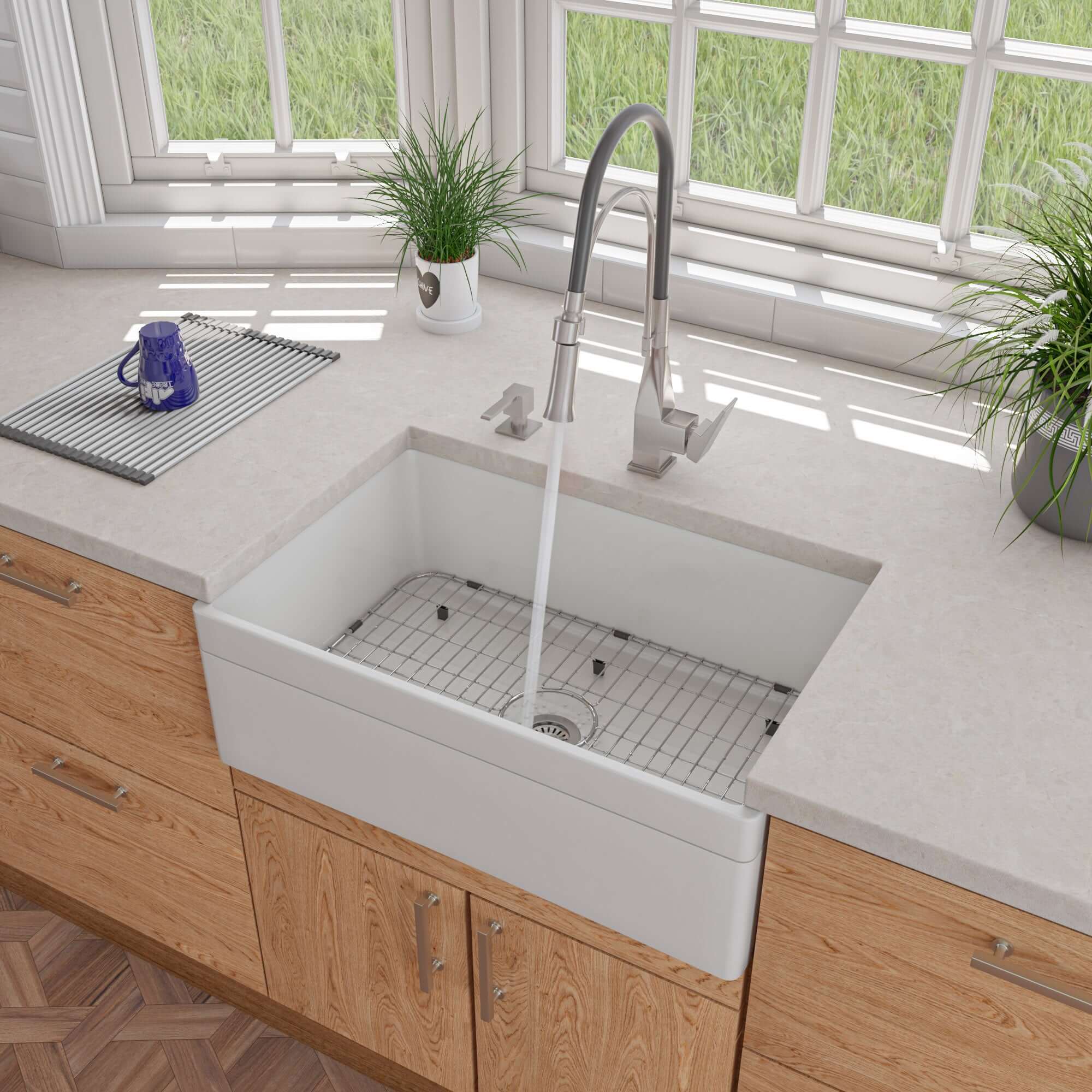 Alternate Image for ALFI brand 1.8 GPM Lever Gooseneck Spout Touch Kitchen Faucet, Modern, Gray, Brushed Nickel, ABKF3023-BN