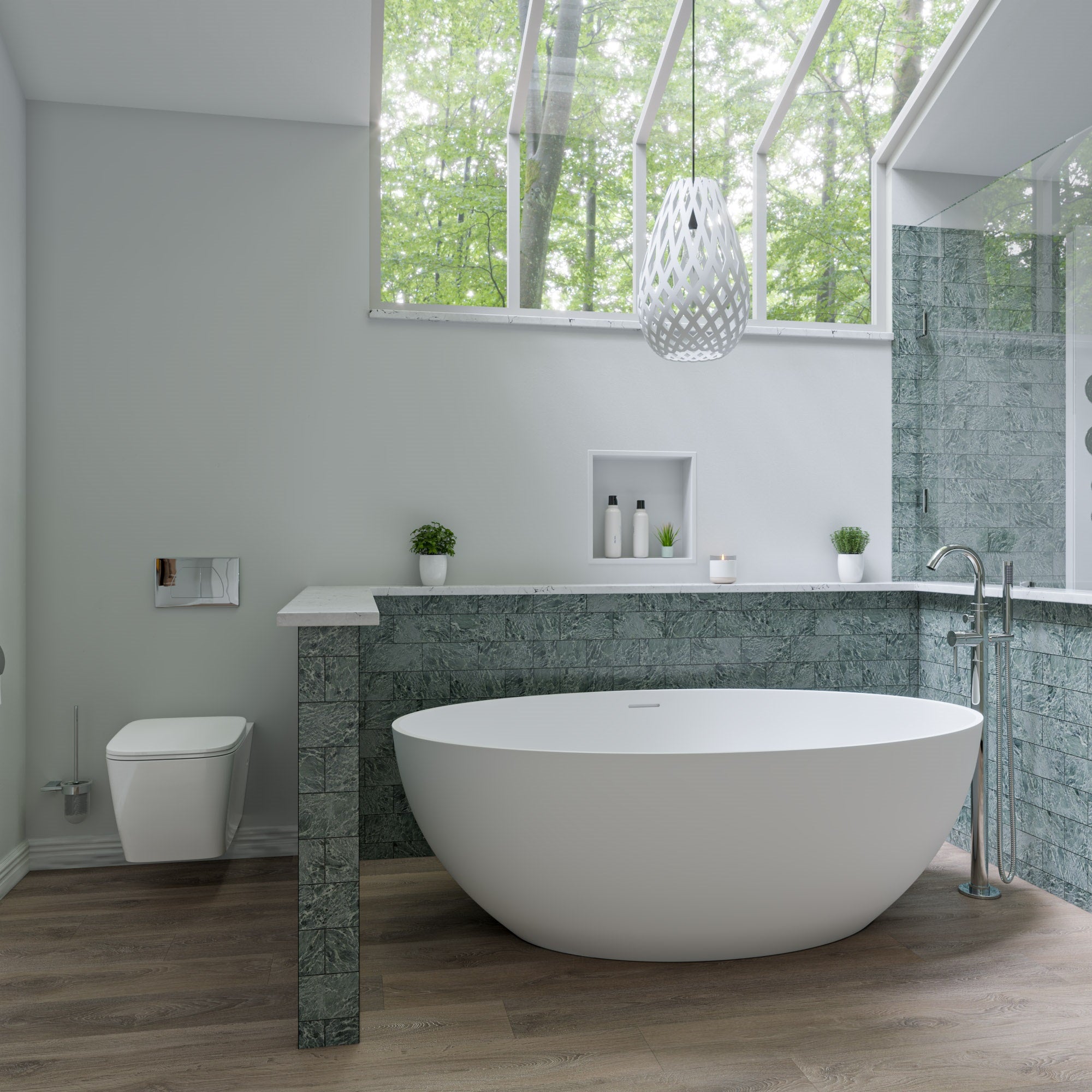 Alternate Image for ALFI brand 67" Solid Surface Smooth Resin Free Standing Oval Soaking Bathtub, White Matte, AB9941