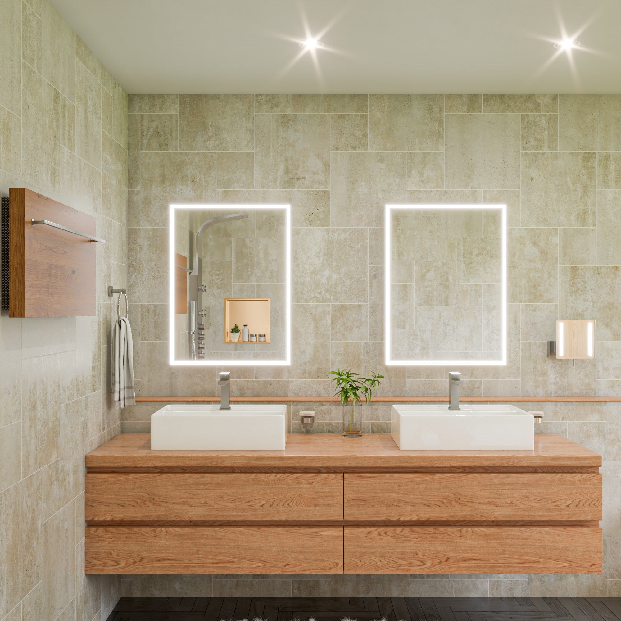 Alternate Image for ALFI brand ABNP1616-BG 16" x 16" Brushed Gold PVD Steel Square Single Shelf Shower Niche, Stainless Steel, 20 Gauge