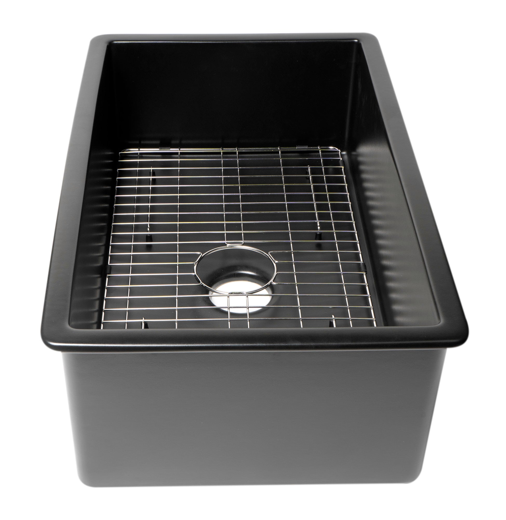 Alternate Image for ALFI brand 32" Drop In Fireclay Kitchen Sink, Black Matte, No Faucet Hole, ABF3219SUD-BM