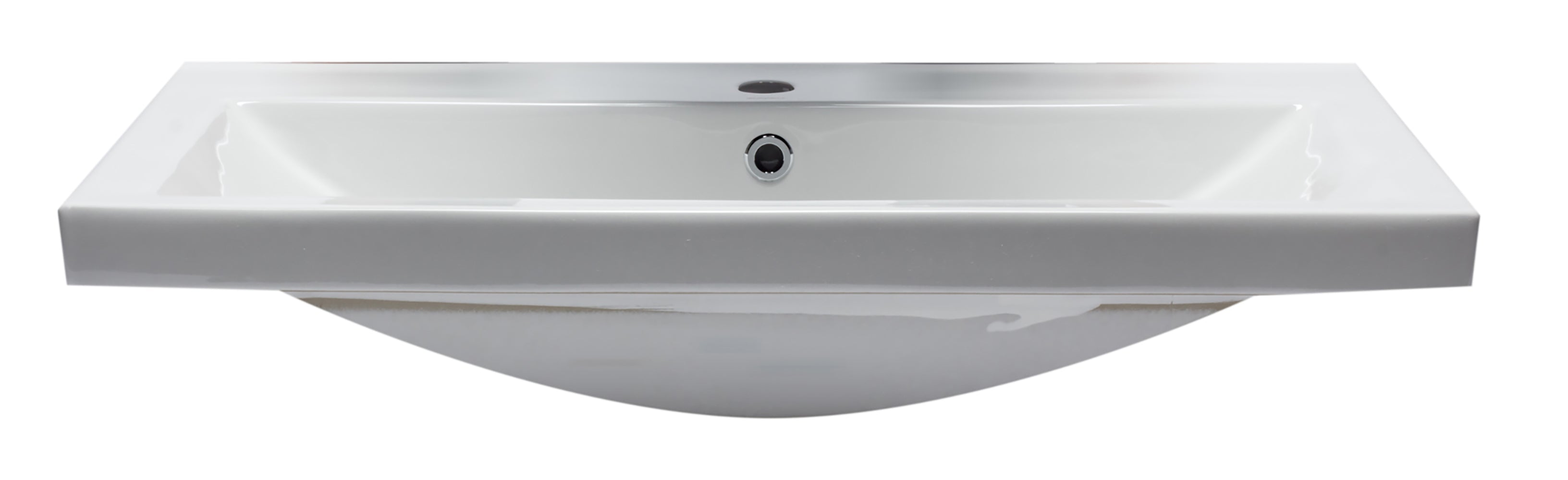 Alternate Image for Eago 31.5" x 19.13" Rectangle Drop In Porcelain Bathroom Sink, White, 1 Faucet Hole, BH001