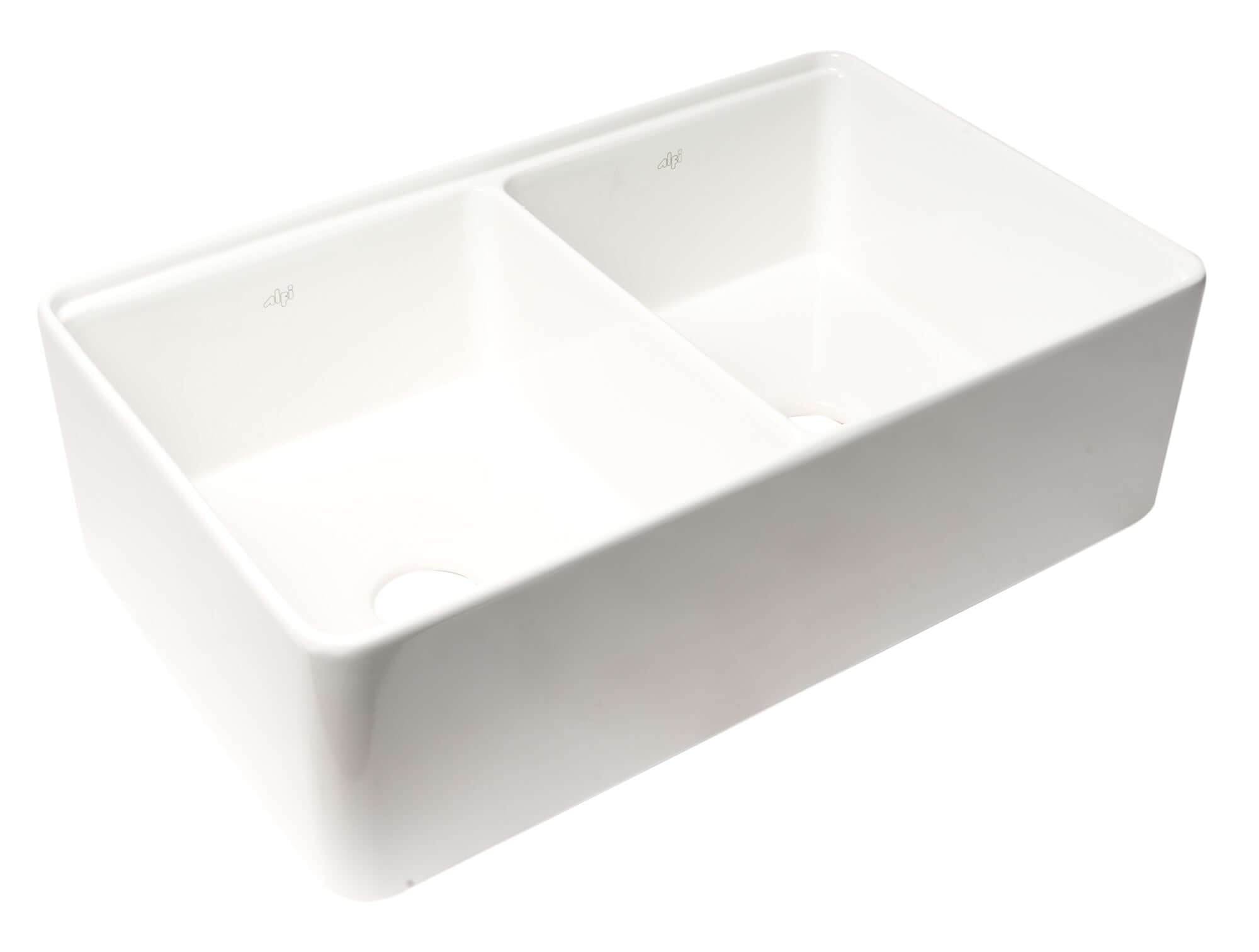 Alternate Image for ALFI brand 33" Fireclay Workstation Farmhouse Sink with Accessories, 50/50 Double Bowl, White, No Faucet Hole, ABFS3320D-W