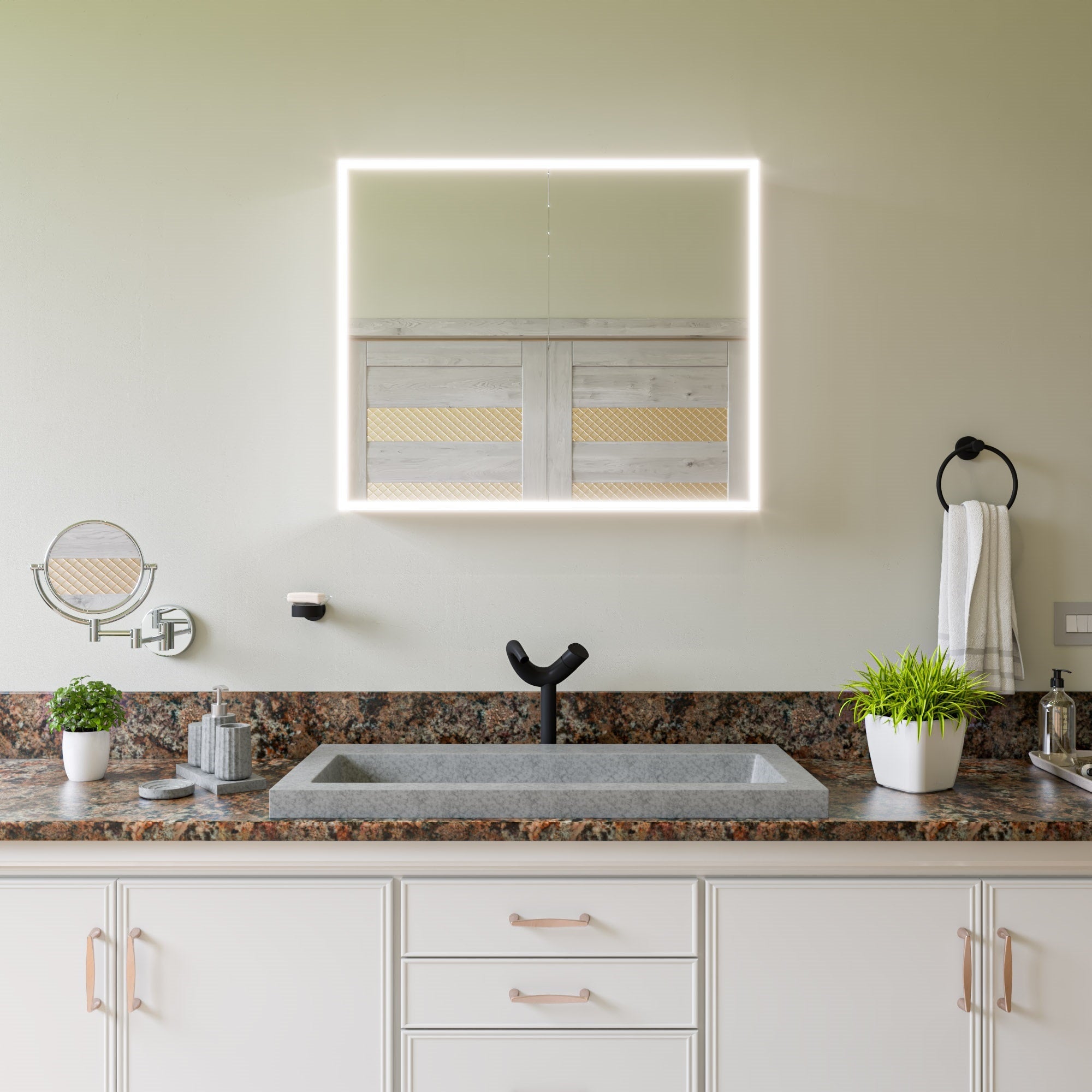 Alternate Image for ALFI brand 39.25" x 18.5" Rectangle Above Mount or Semi Recessed Concrete Bathroom Sink, Gray Matte, No Faucet Hole, ABCO40TR