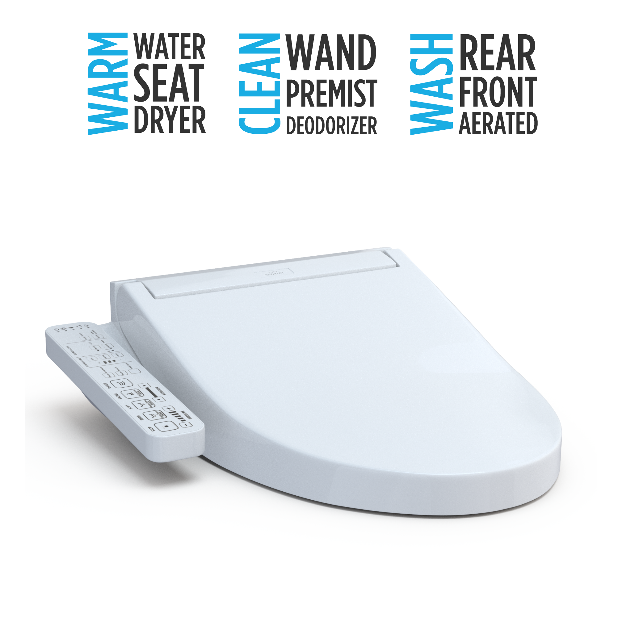Alternate Image for TOTO WASHLET C2 Electronic Bidet Toilet Seat with PREMIST and EWATER+ Wand Cleaning, Elongated, Cotton White, Plastic, SW3074#01