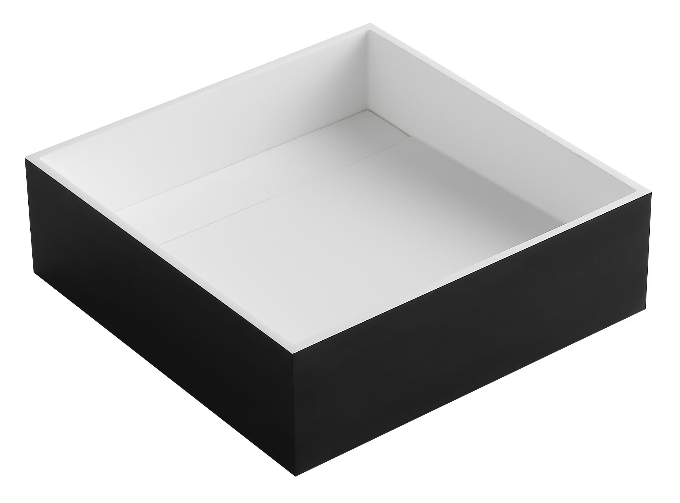 Alternative View of ALFI brand 15.13" x 15.13" Square Above Mount Resin Bathroom Sink, Black & White, No Faucet Hole, ABRS14SBM