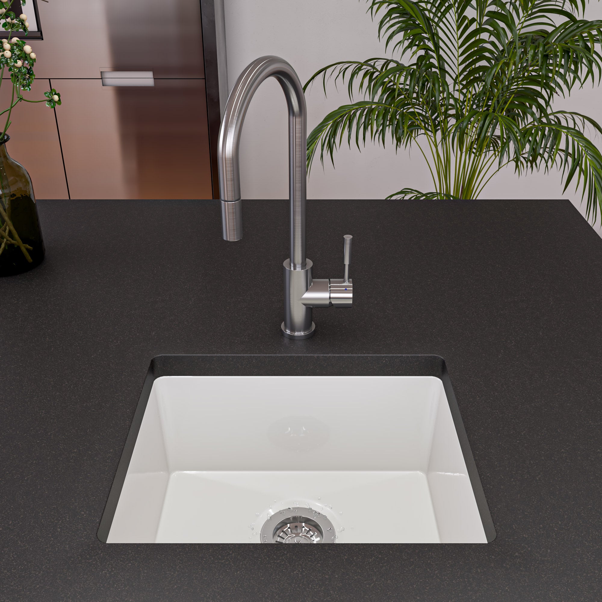 Alternate Image for Alfi 20" White Fireclay Undermount Kitchen Sink, AB2017