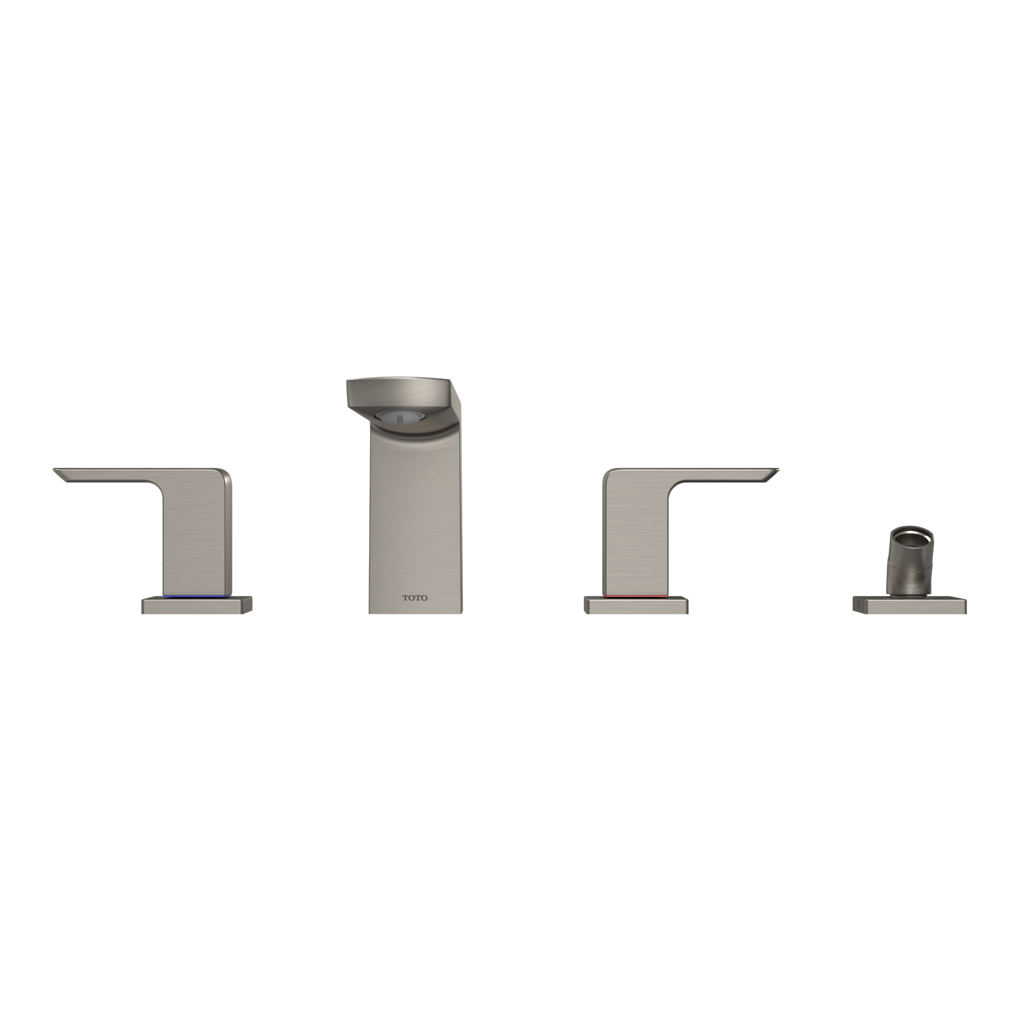 TOTO GR Two-Handle Deck-Mount Roman Tub Filler Trim with Handshower, Brushed Nickel, Brass, TBG02202U#BN