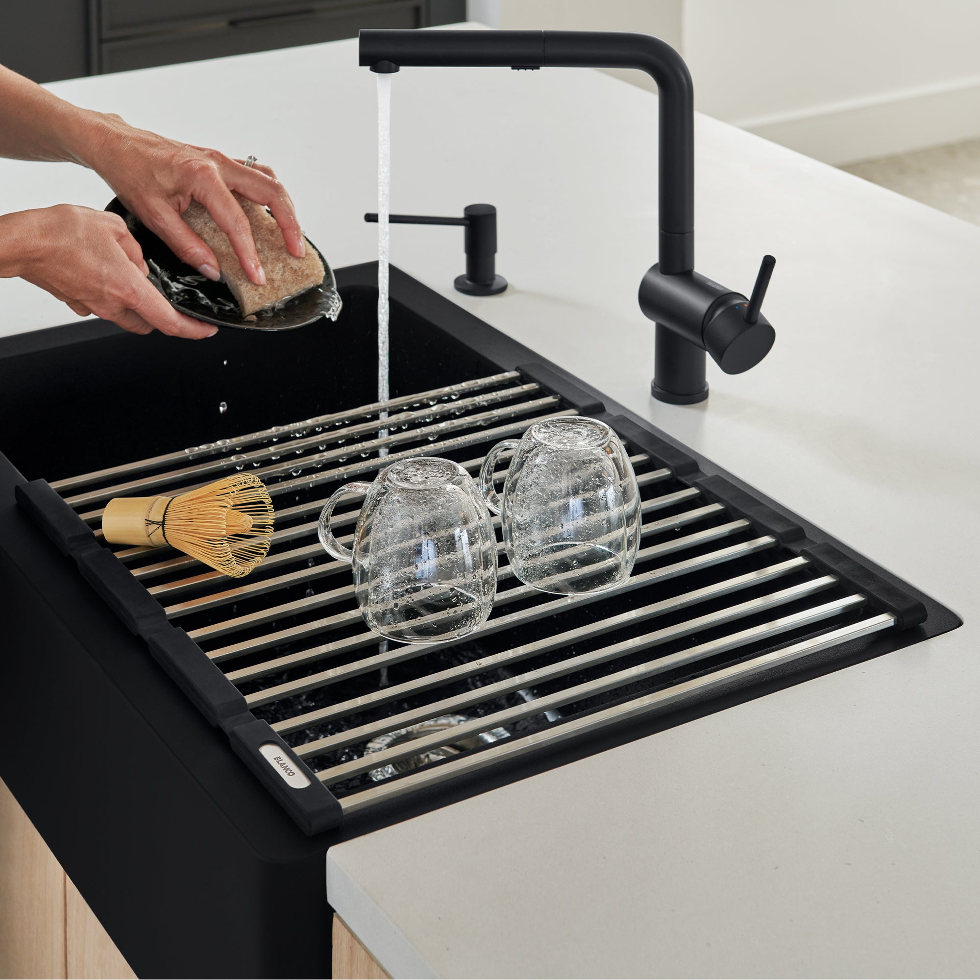 Alternate Image for Blanco Precis Stainless Steel Foldable Drying Mat, 238483