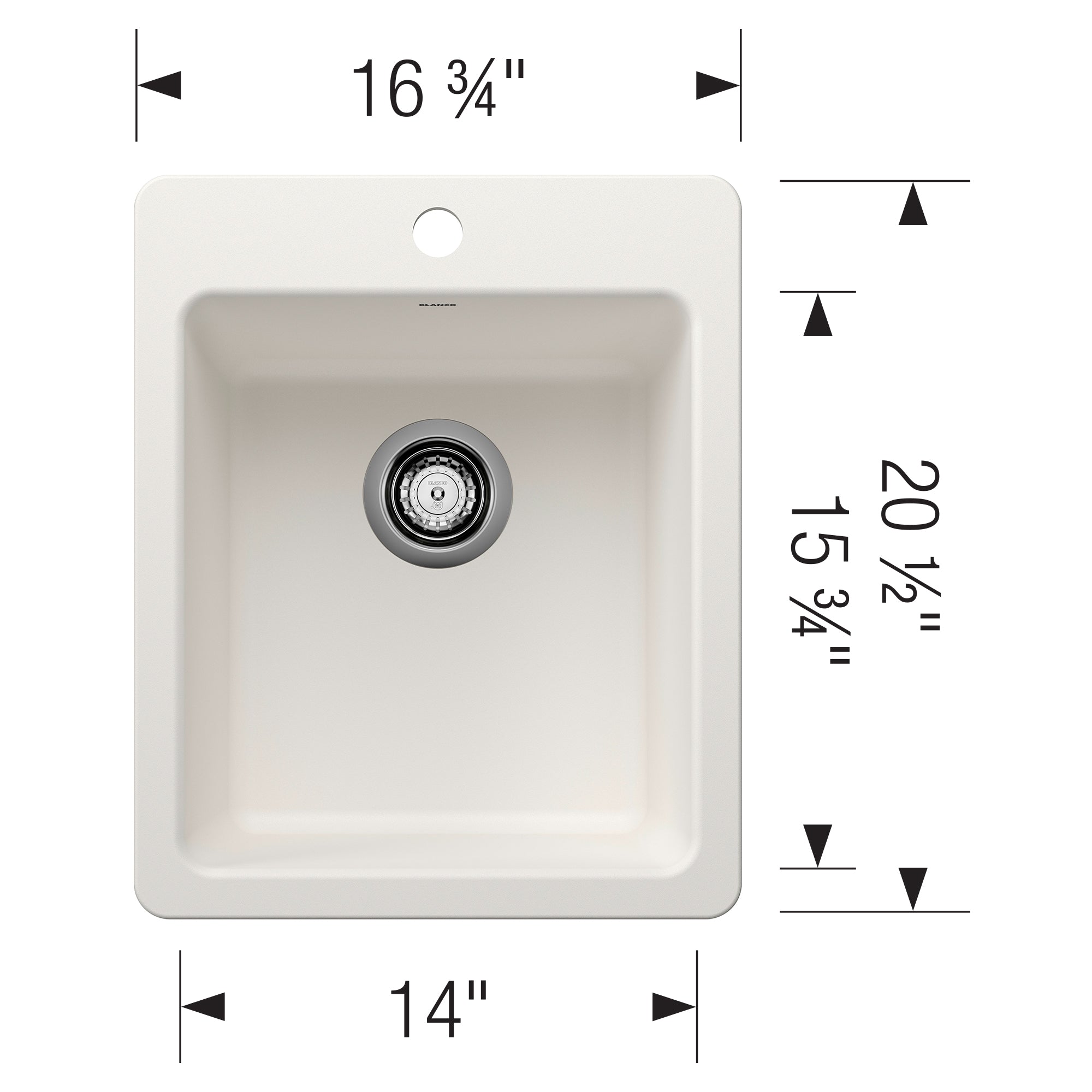 Blanco Liven 17" Rectangle Silgranit Bar/Prep Sink, White, 1 Faucet Hole, 443237