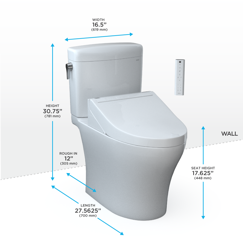 Alternate Image for TOTO WASHLET+ Aquia IV Cube Two-Piece Elongated Dual Flush 1.28 and 0.9 GPF Toilet with C5 Bidet Seat, Cotton White, Vitreous China|Plastic, MW4363084CEMFGN#01