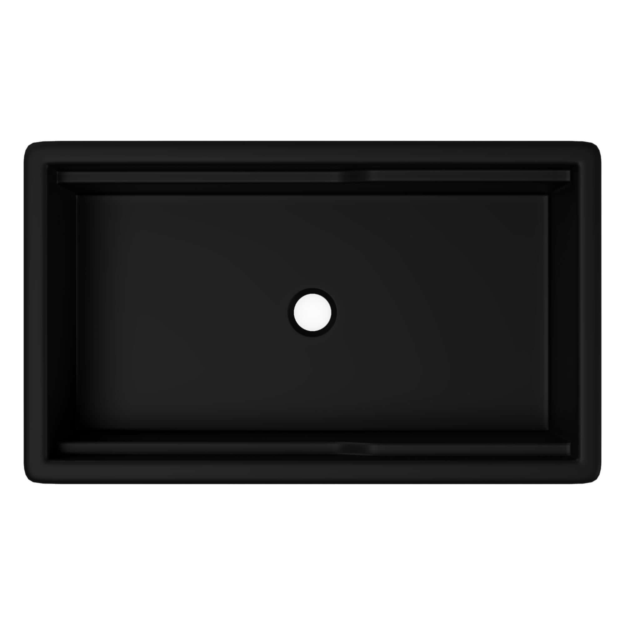 ALFI brand 32 fireclay workstation farmhouse step rim sink black matte product image