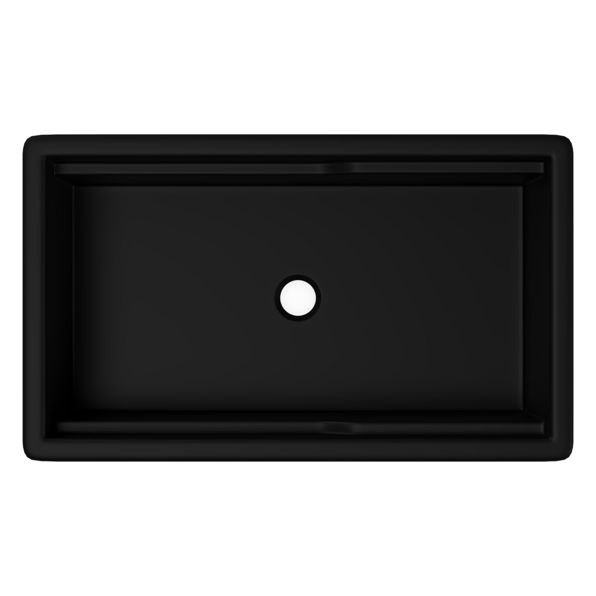 ALFI brand 32 fireclay workstation farmhouse step rim sink black matte product image