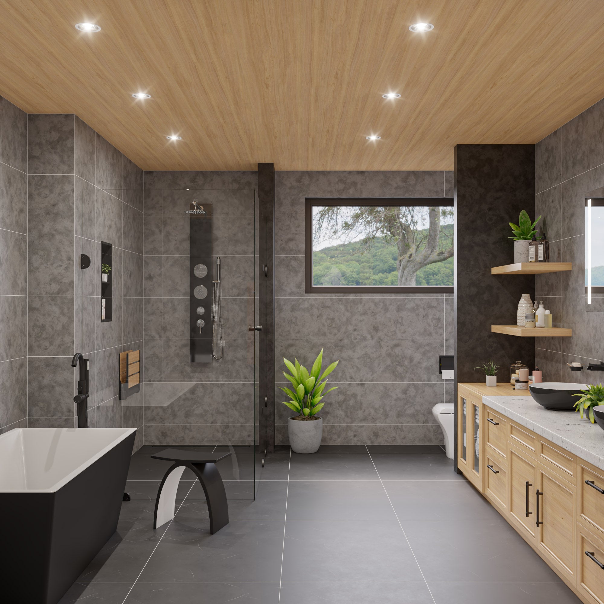 Alternate Image for ALFI brand ABSP55B Black Glass Shower Panel with 2 Body Sprays and Rain Shower Head