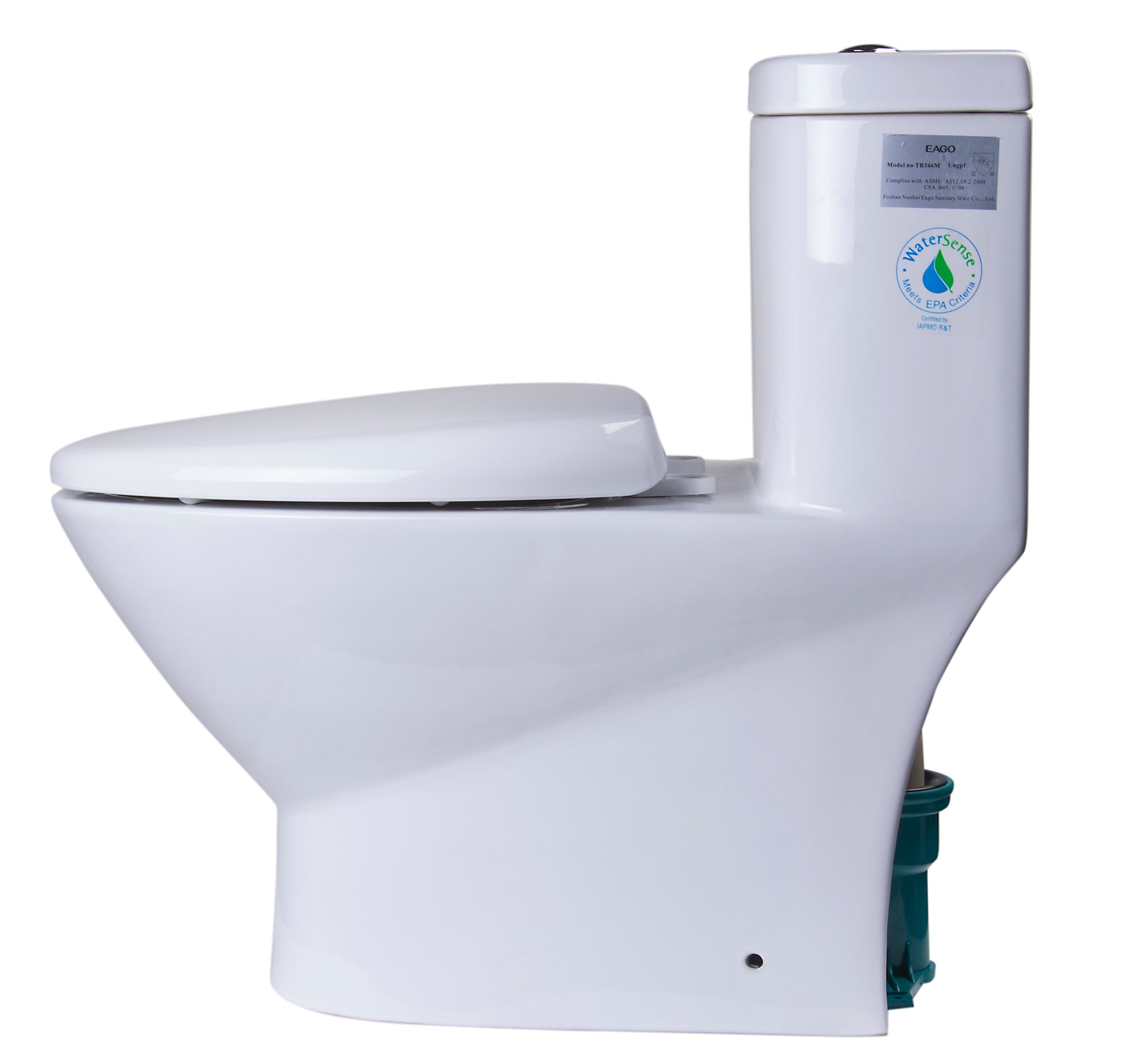 Alternate Image for EAGO Porcelain, White, TB346 Modern Dual Flush One Piece High-Efficiency Low Flush Ceramic Toilet