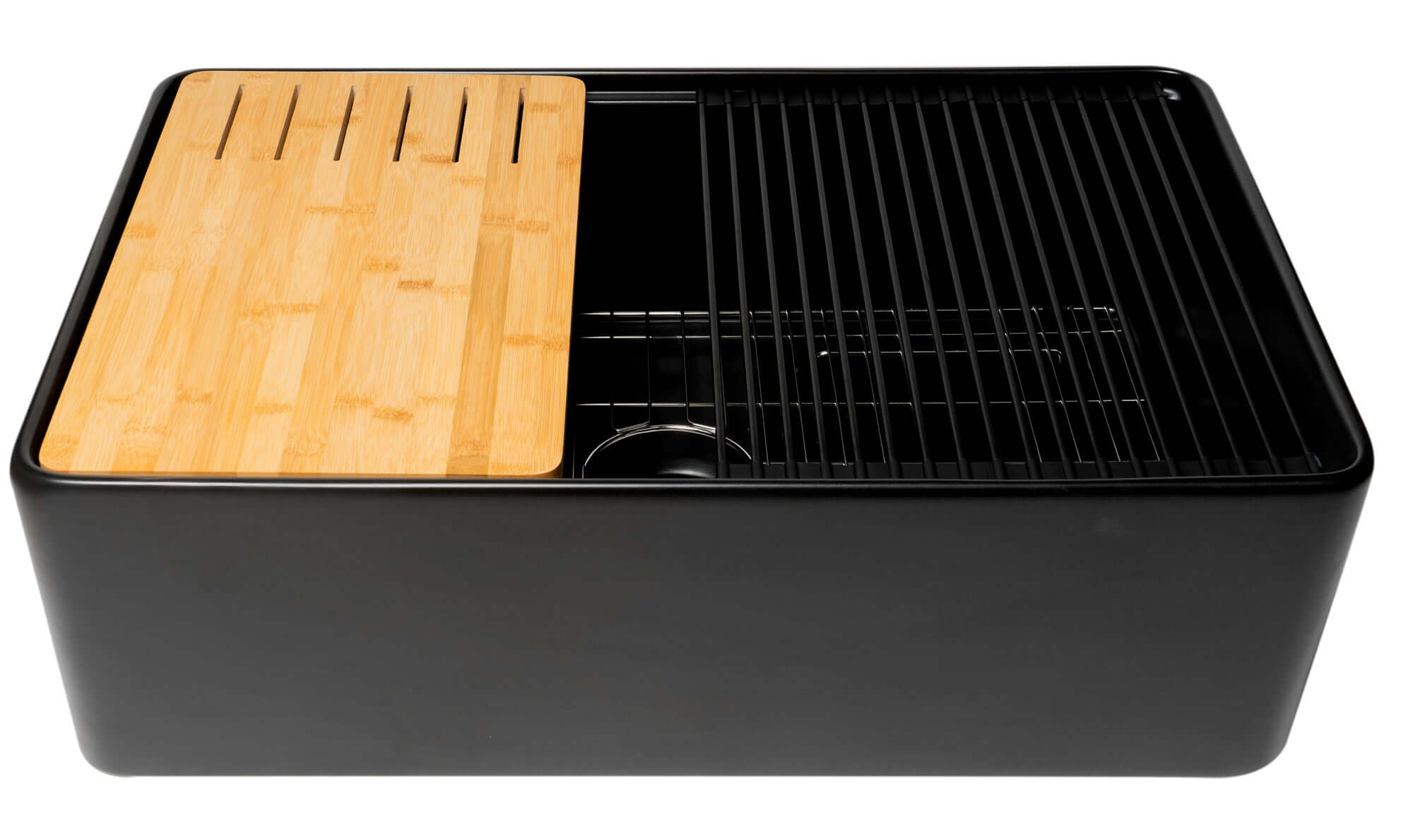 Alternate Image for ALFI brand 33" Fireclay Workstation Farmhouse Step Rim Sink with Accessories, Black Matte, No Faucet Hole, ABFS3320S-BM