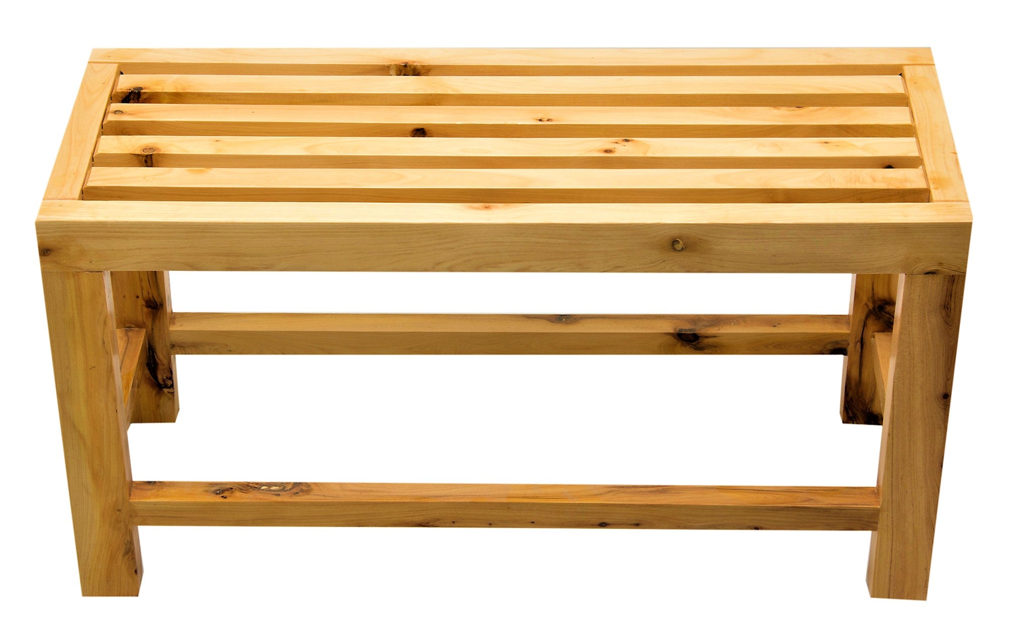 Alternate Image for ALFI brand AB4401 26" Solid Wooden Slated Single Person Sitting Bench, Cedar Wood, Natural Wood