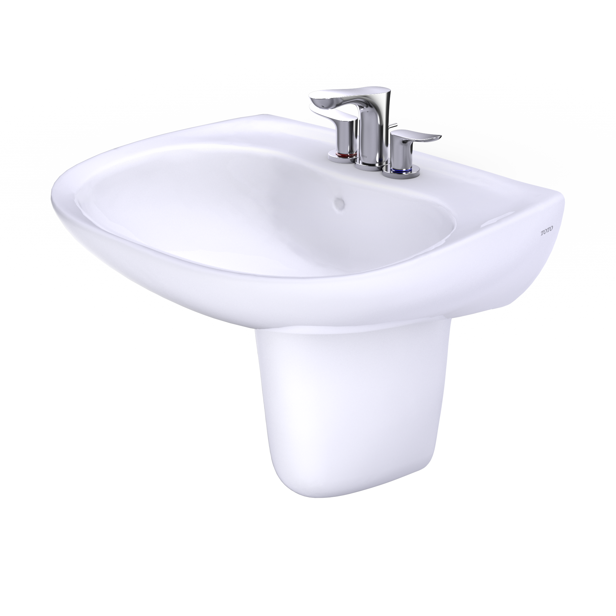 Alternate Image for TOTO Prominence Oval Wall-Mount Bathroom Sink with CEFIONTECT and Shroud for 4 Inch Center Faucets, Cotton White, Vitreous China, LHT242.4G#01