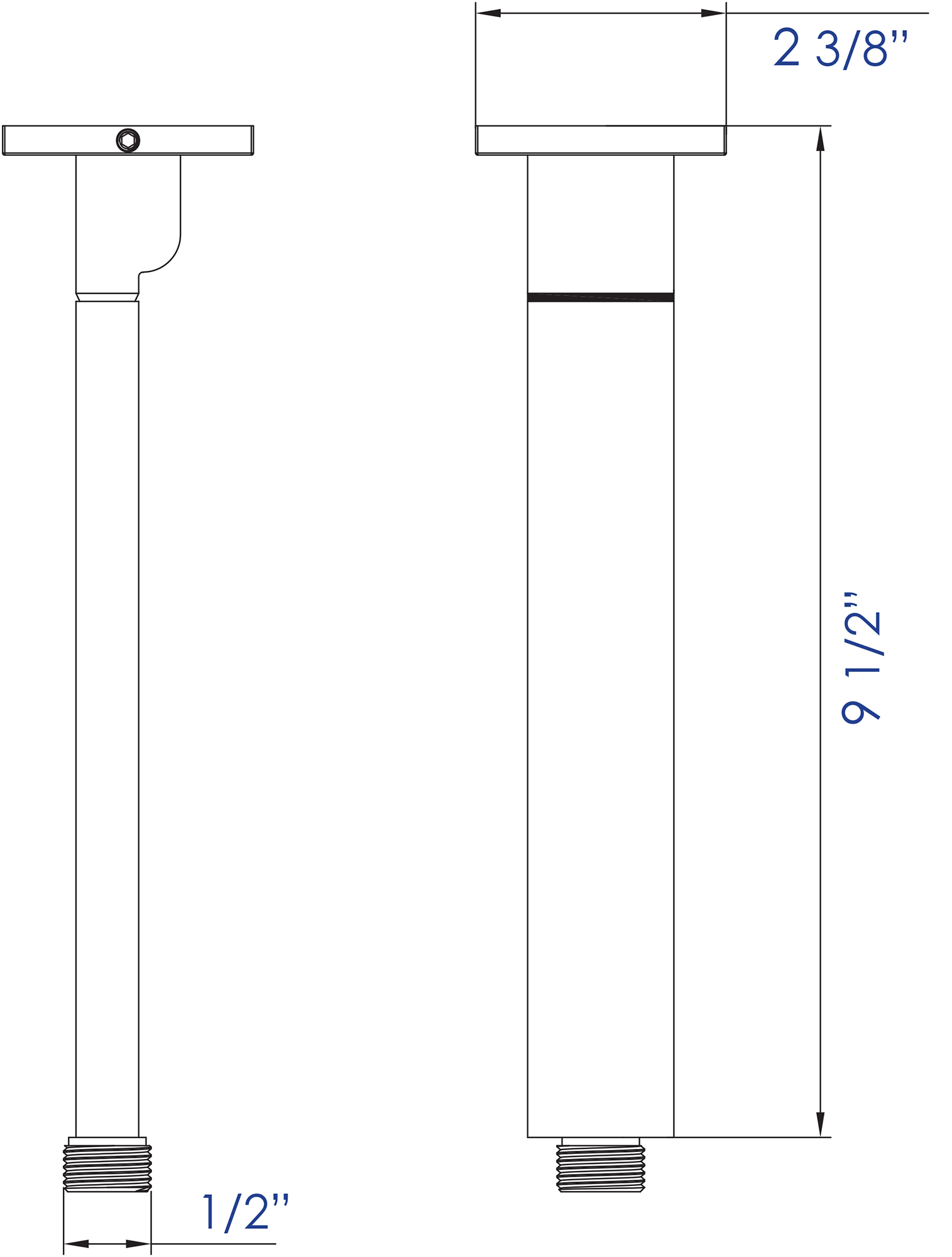 Alternate Image for ALFI brand AB9SC-PC Polished Chrome 9" Modern Square Ceiling Mounted Shower Arm, Brass