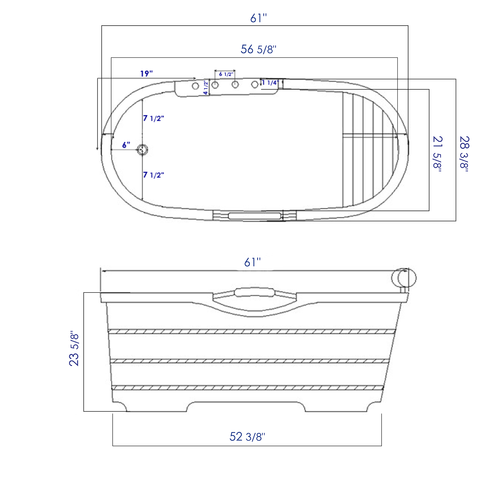 ALFI brand 61" Cedar Wood Free Standing Oval Bathtub with Chrome Tub Filler, Natural Wood, AB1136