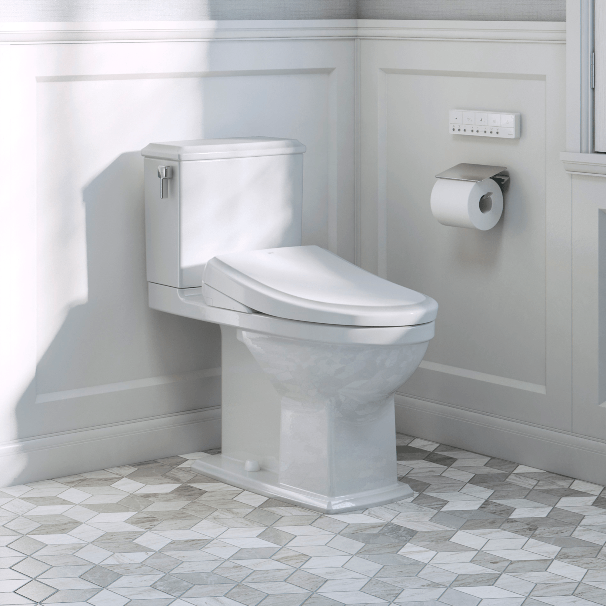 Alternate Image for TOTO S7A WASHLET+ Electronic Bidet Toilet Seat, EWATER+ Bowl and Wand Cleaning, Auto Open and Close Classic Lid, Elongated, Cotton White, Plastic, SW4734AT40#01