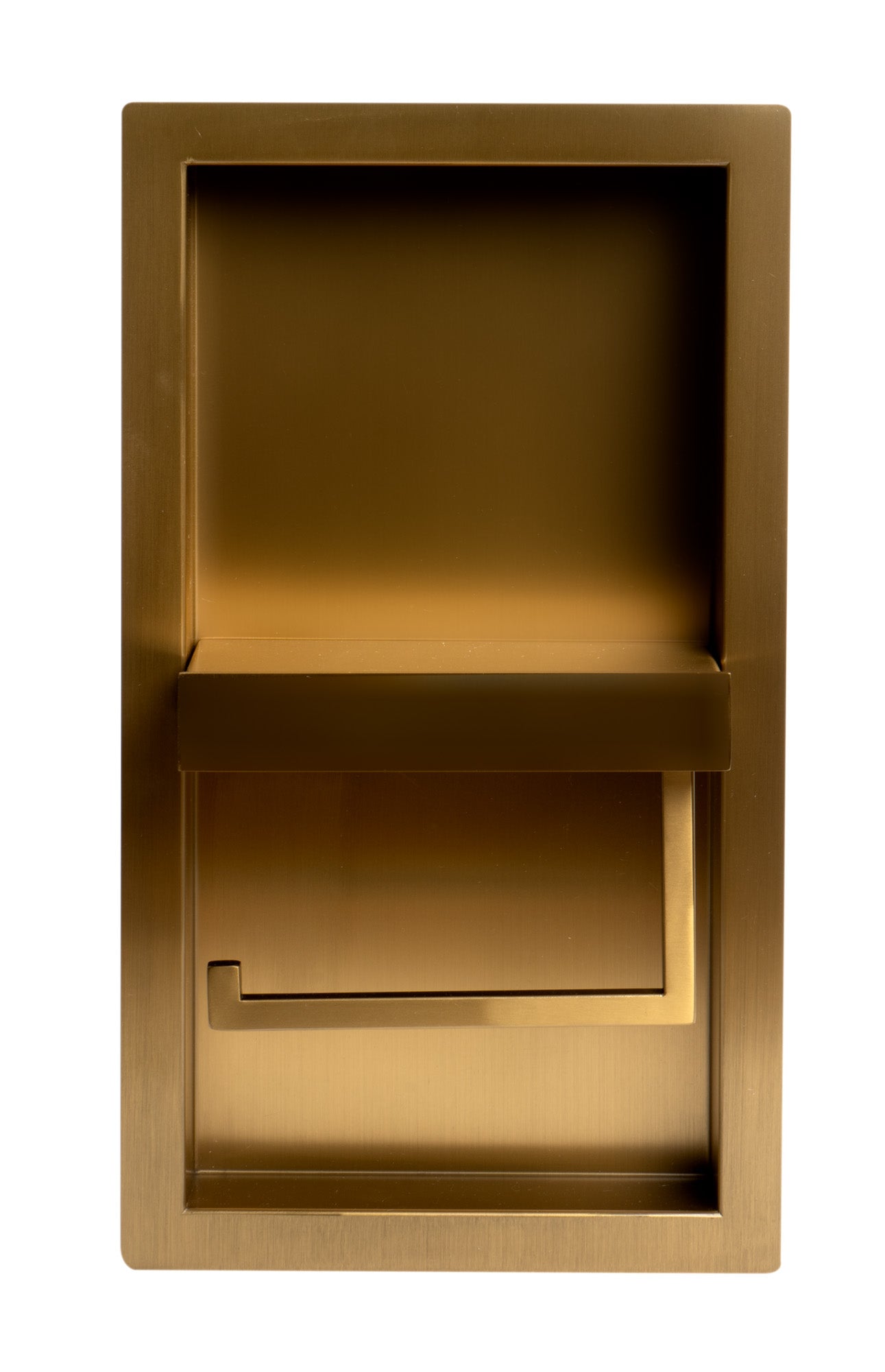 Alternate Image for ALFI brand ABTPNP88-BG Brushed Gold PVD Stainless Steel Recessed Toilet Paper Holder Niche, 19 Gauge