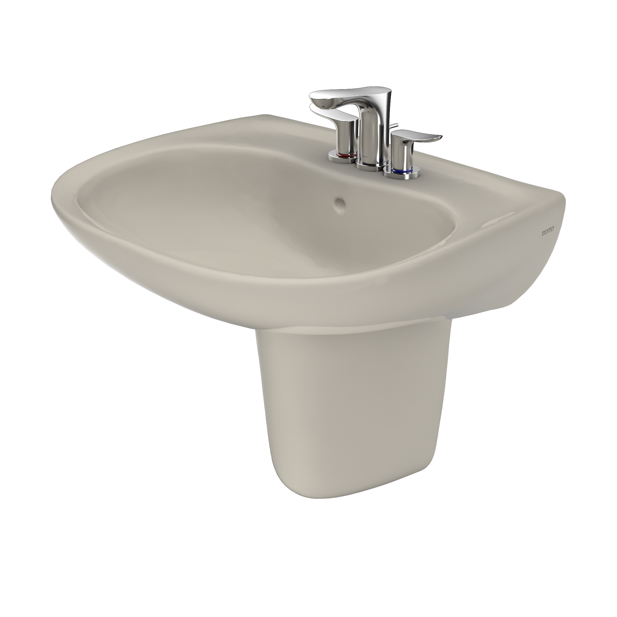 Alternate Image for TOTO Prominence Oval Wall-Mount Bathroom Sink with CEFIONTECT and Shroud for 4 Inch Center Faucets, Bone, Vitreous China, LHT242.4G#03