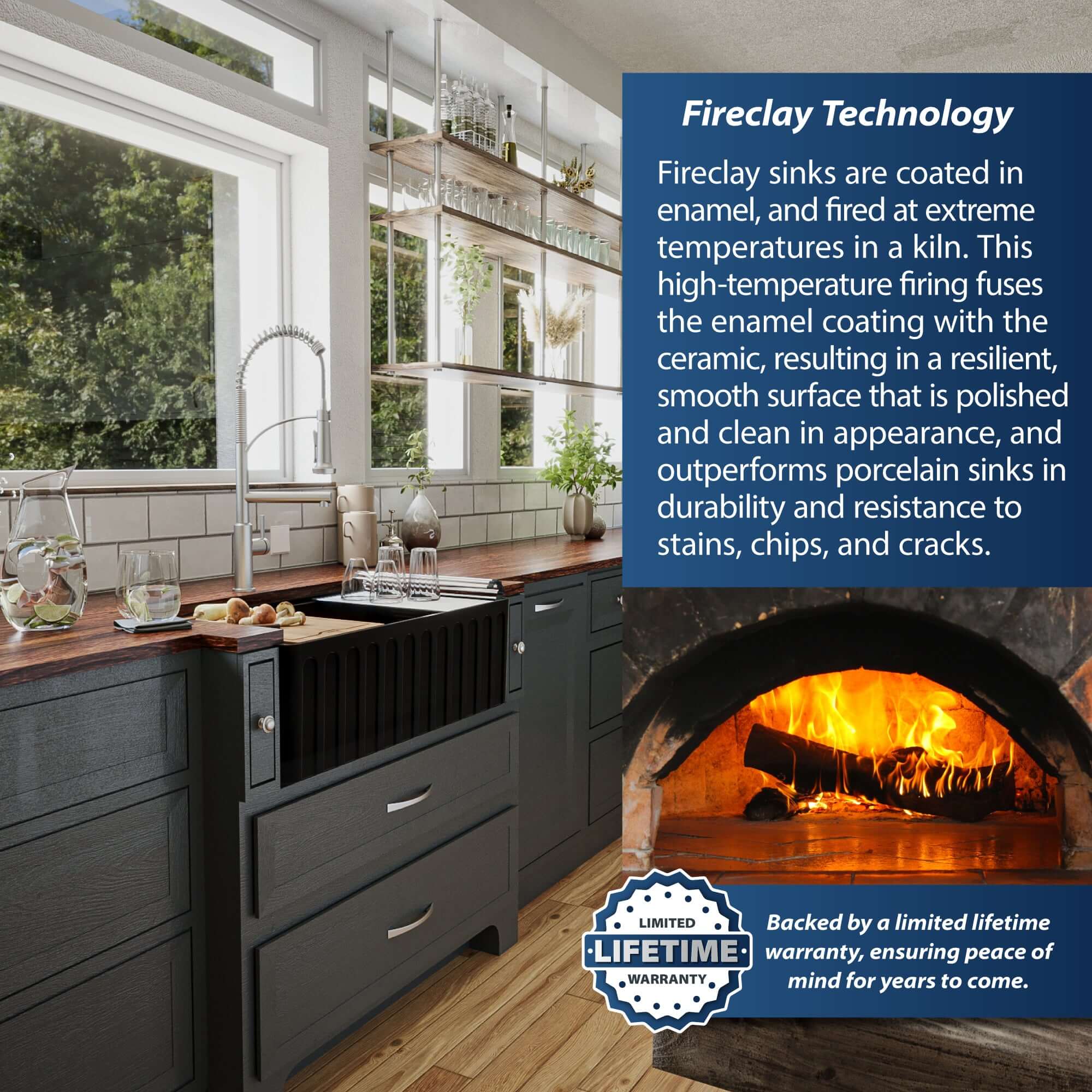 Alternate Image for Karran Fireclay 33" Fireclay Workstation Farmhouse Sink with Accessories, Matte Black, FCWSF33SBMB-PK1