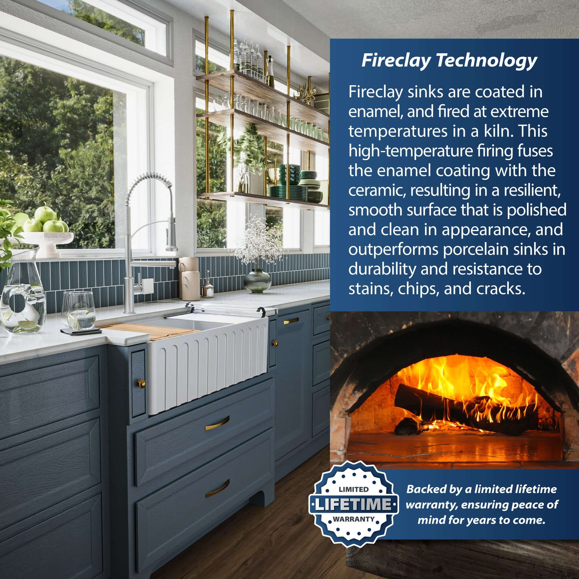 Alternate Image for Karran Fireclay 33" Fireclay Workstation Farmhouse Sink with Accessories, White, FCWSF33SBWH-PK1