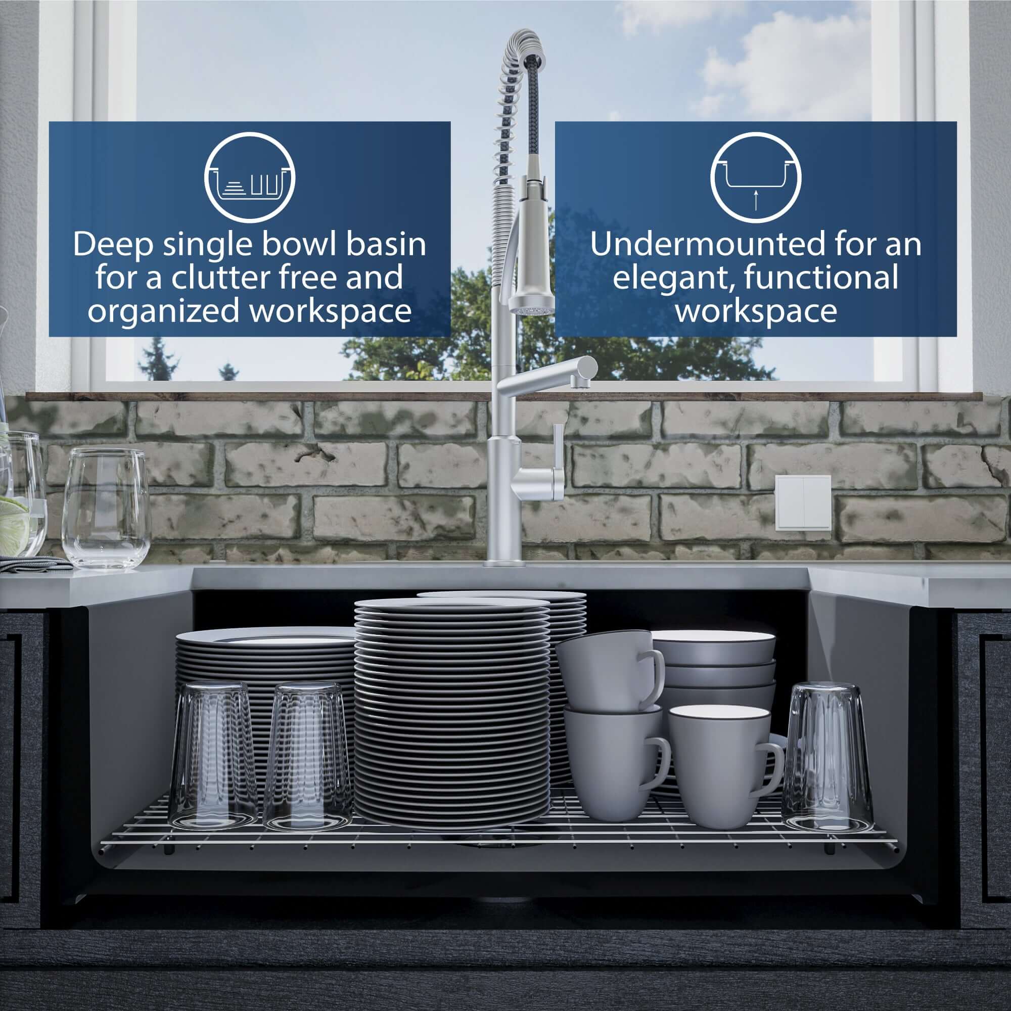 Alternate Image for Karran Fireclay 30" Fireclay Farmhouse Sink with Accessories, Matte Black, FCP30SBMB
