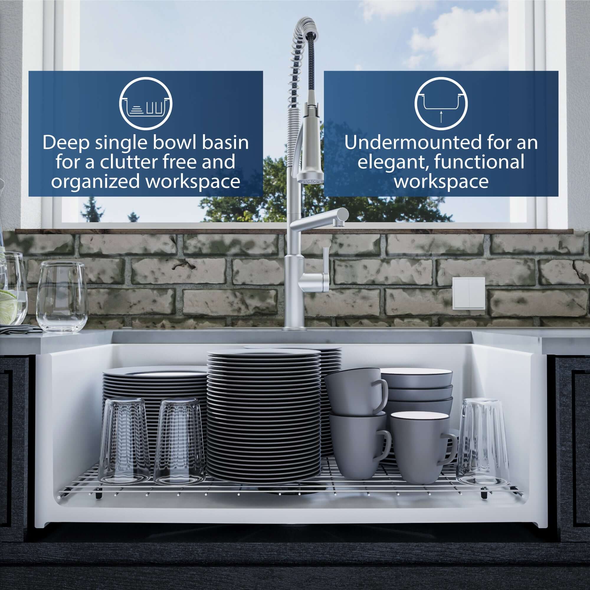 Alternate Image for Karran Fireclay 30" Fireclay Farmhouse Sink with Accessories, White, FCP30SBWH