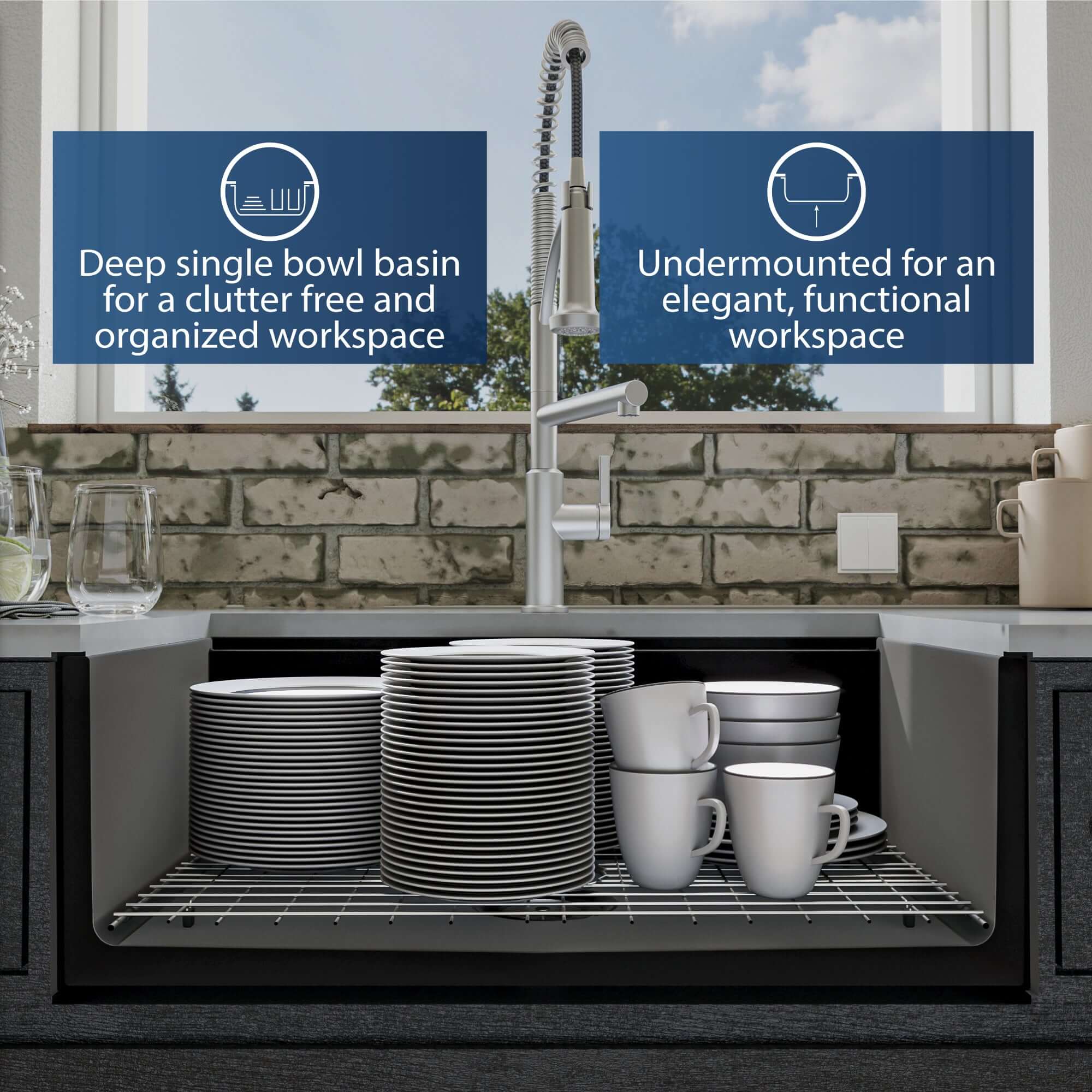 Alternate Image for Karran Fireclay 30" Fireclay Workstation Farmhouse Sink with Accessories, Matte Black, FCWSF30SBMB-PK1