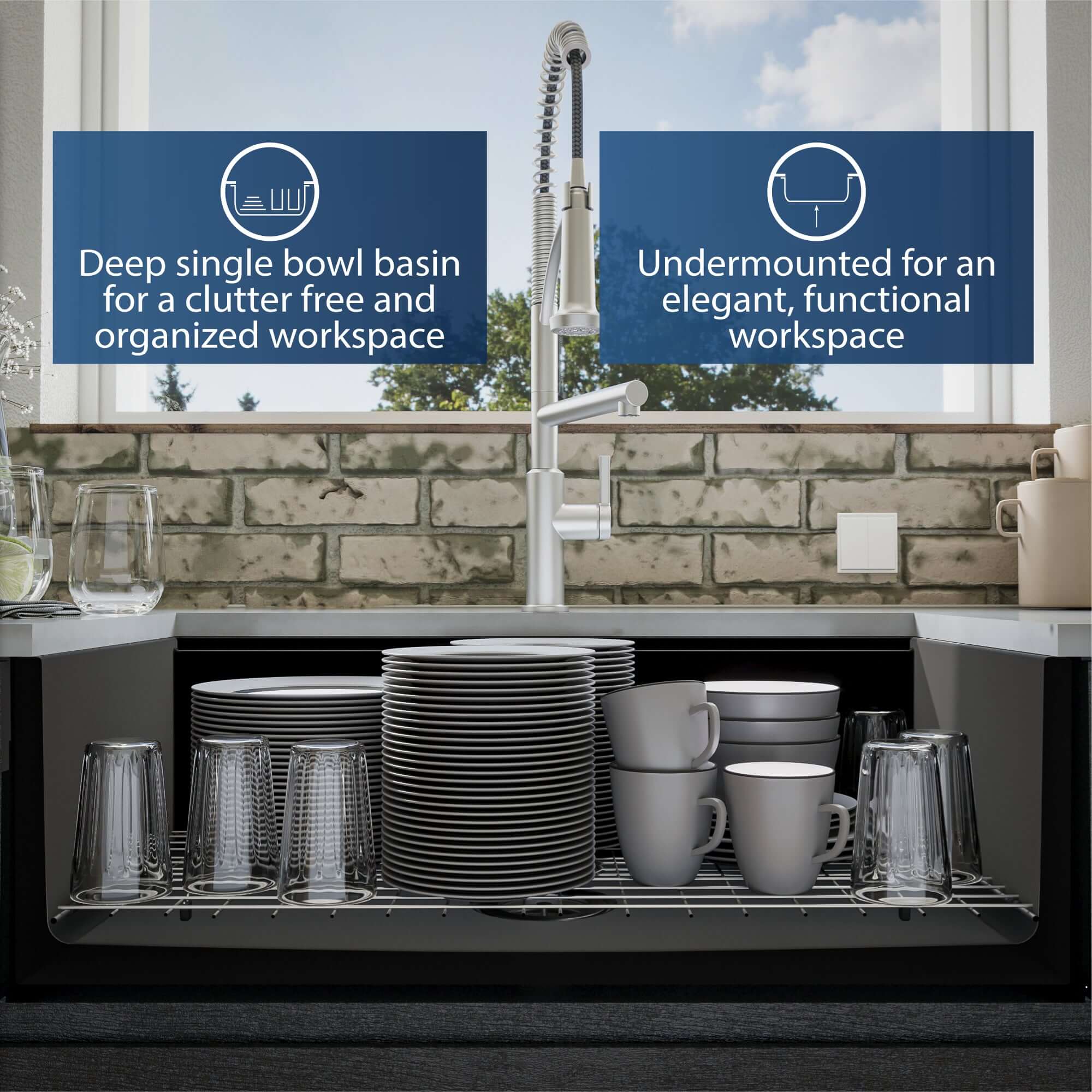 Alternate Image for Karran Fireclay 33" Fireclay Workstation Farmhouse Sink with Accessories, Matte Black, FCWSF33SBMB-PK1