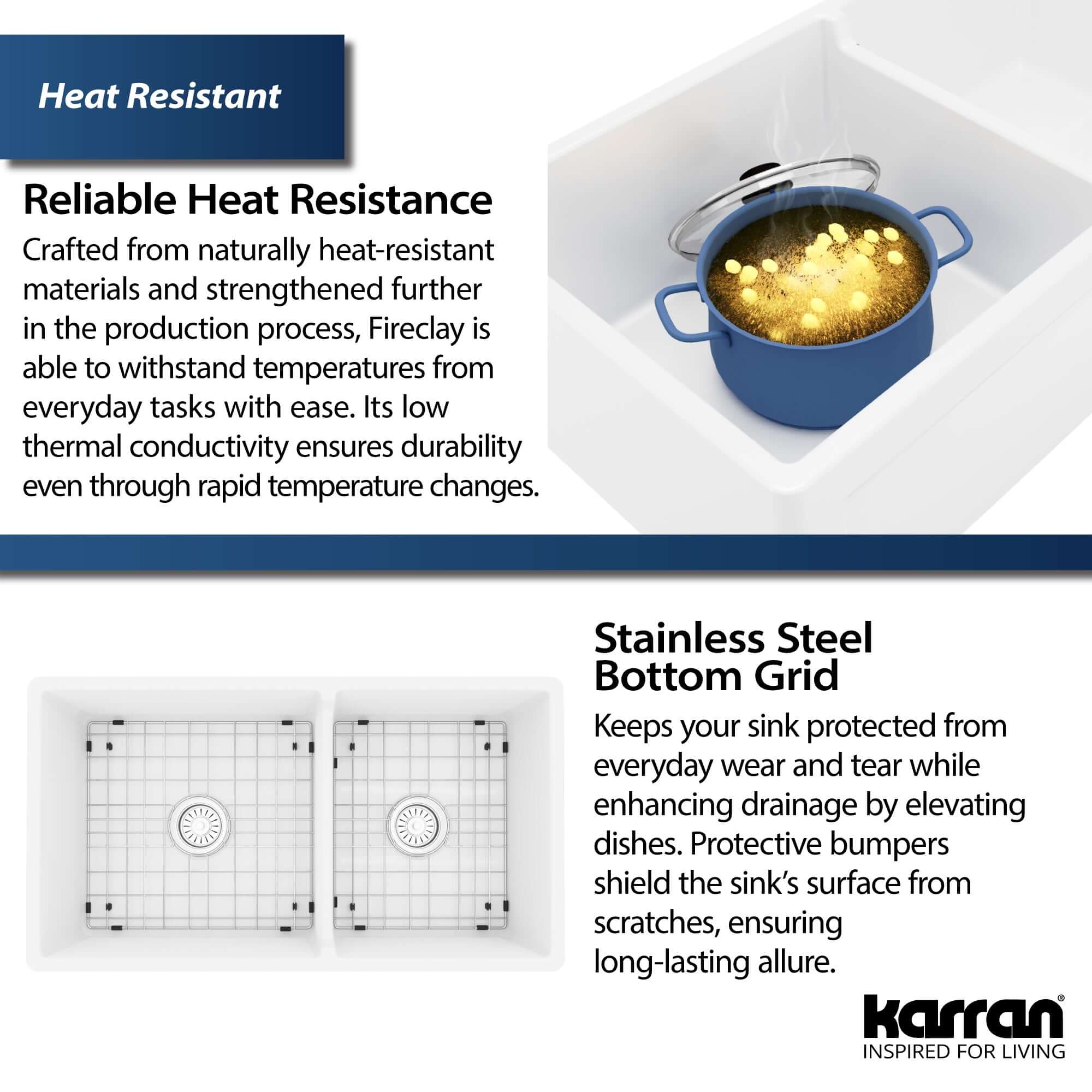 Alternate Image for Karran Fireclay 33" Fireclay Farmhouse Sink with Accessories, 60/40 Double Bowl, Matte Black, FCP33DBMB