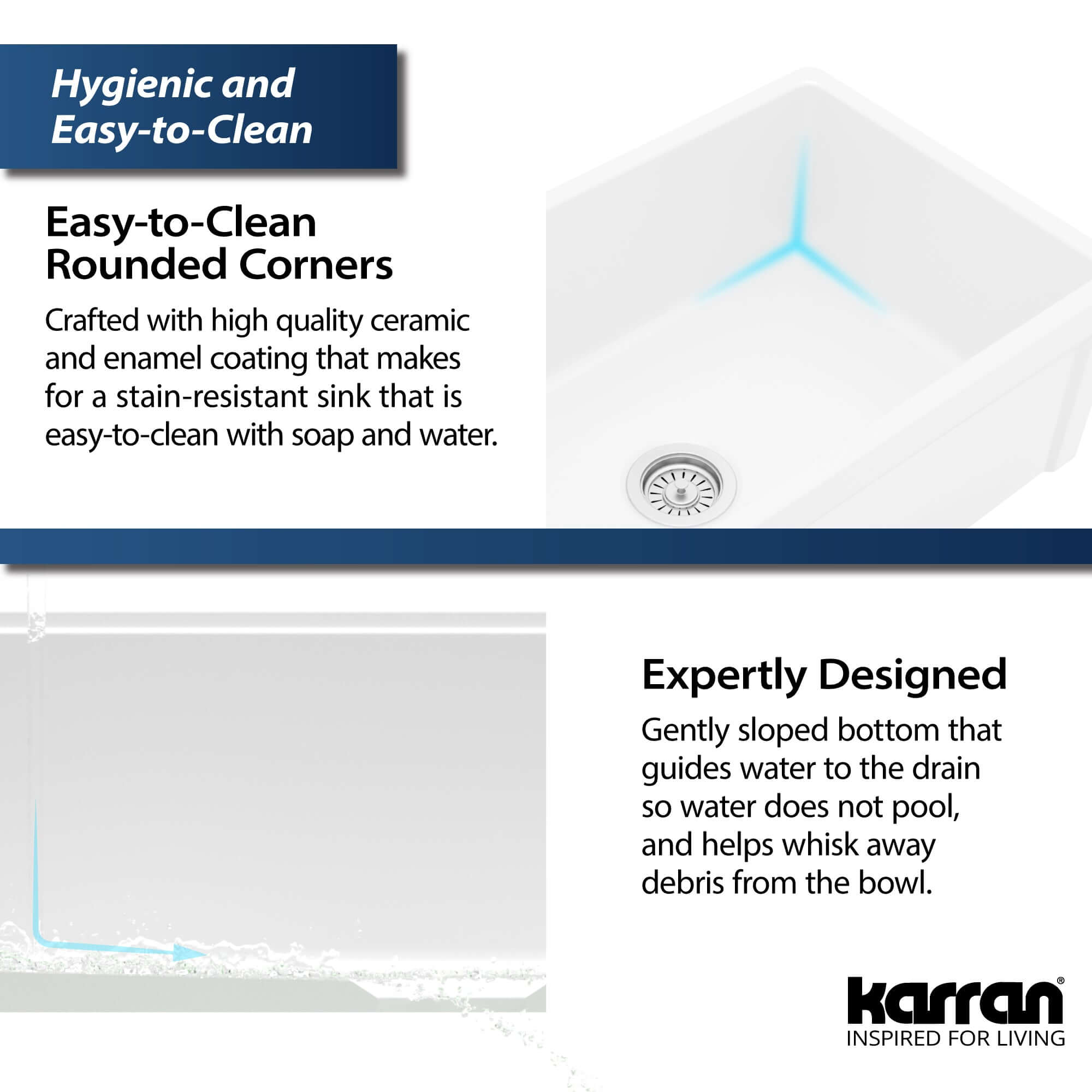 Alternate Image for Karran Fireclay 33" Fireclay Workstation Farmhouse Sink with Accessories, White, FCWSD33SBWH-PK1
