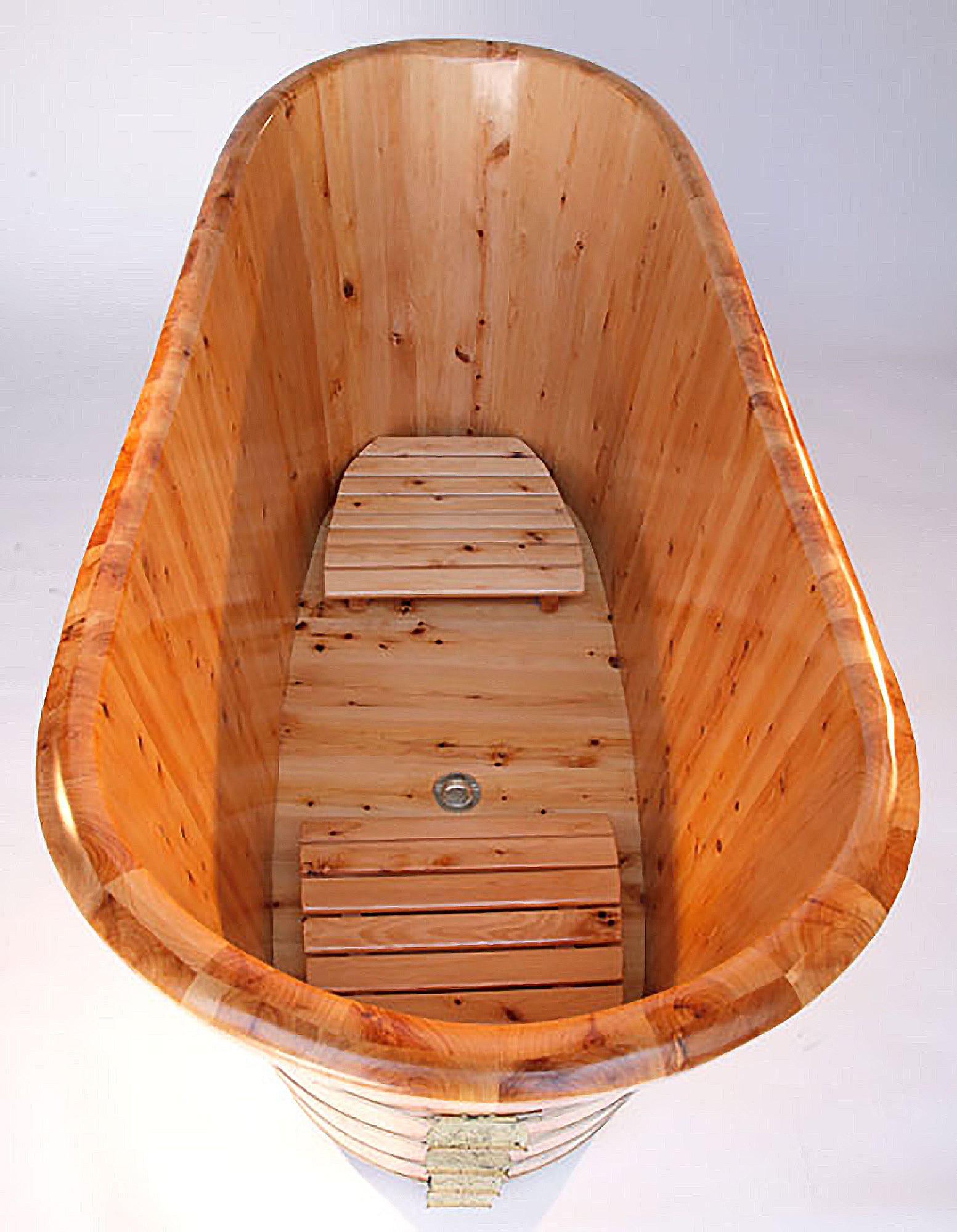 Alternate Image for ALFI brand 63" Cedar Wood Free Standing Oval Bathtub, Natural Wood, AB1105