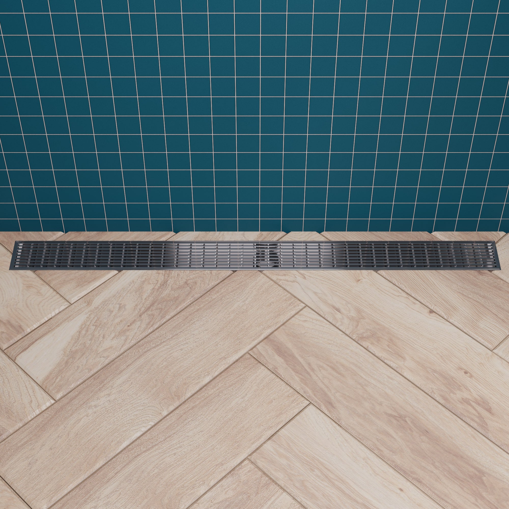 Alternate Image for ALFI brand ABLD36D 36" Modern Stainless Steel Linear Shower Drain with Groove Lines, Grey