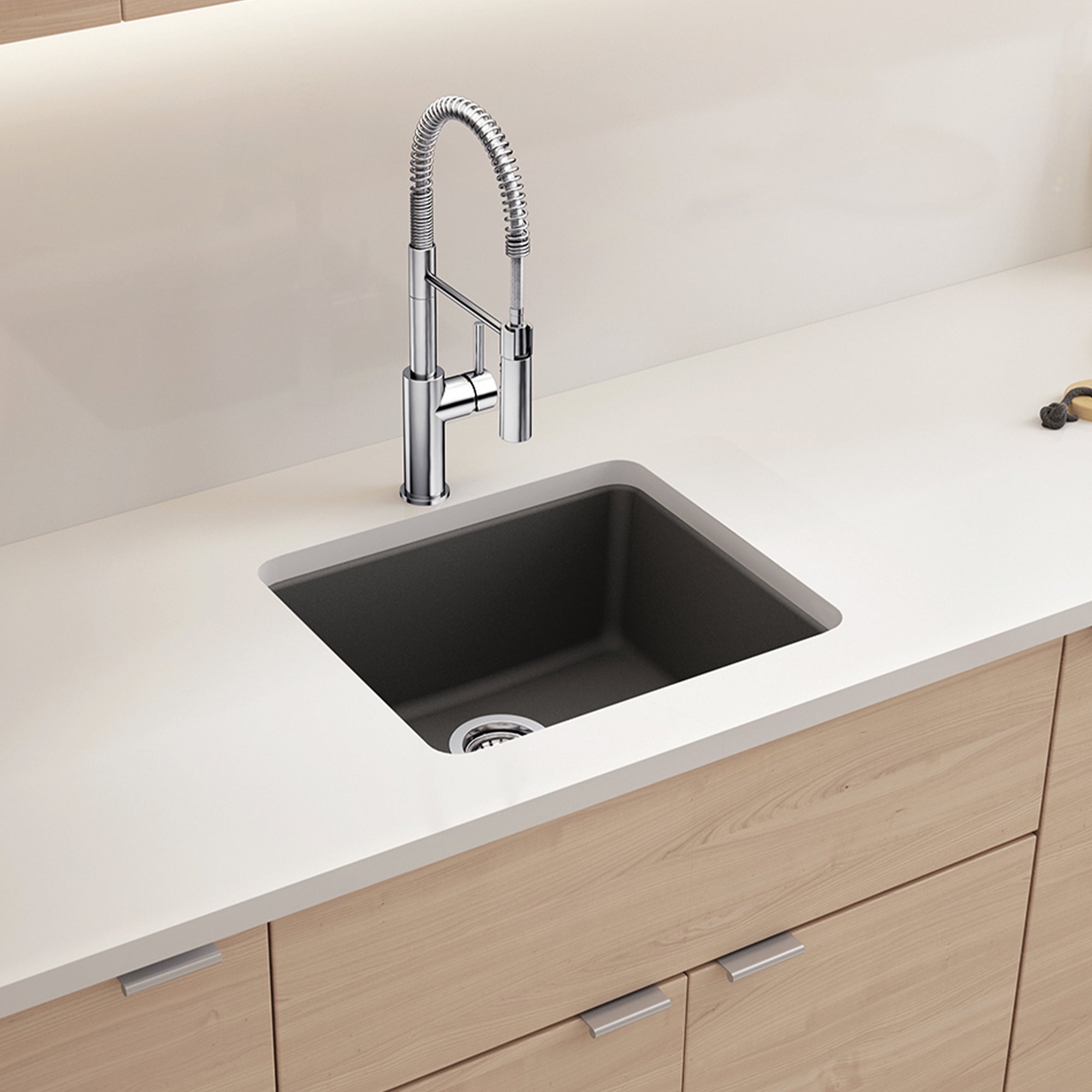 Blanco Liven 21" Dual Mount Silgranit Kitchen Sink, Cinder, 1 Faucet Hole, 443228