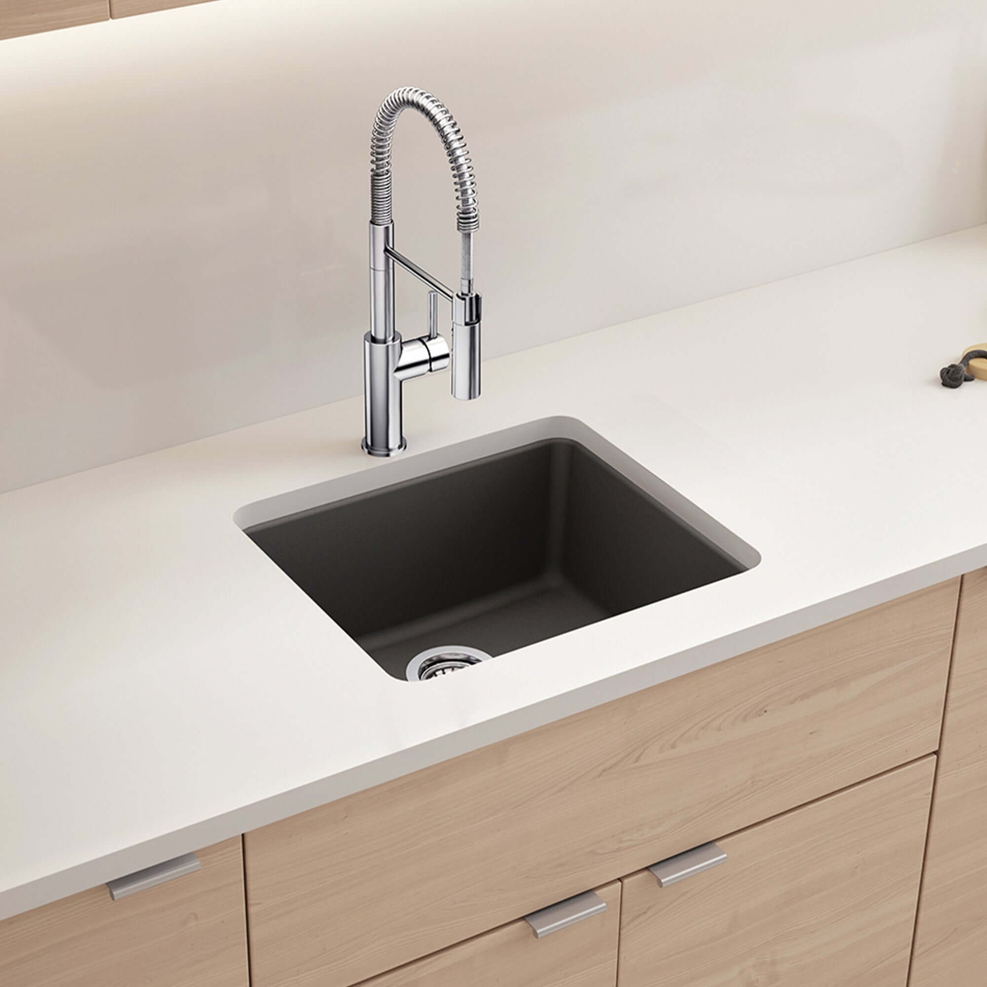 Alternate Image for Blanco Liven 21" Dual Mount Silgranit Kitchen Sink, Cinder, 1 Faucet Hole, 443228