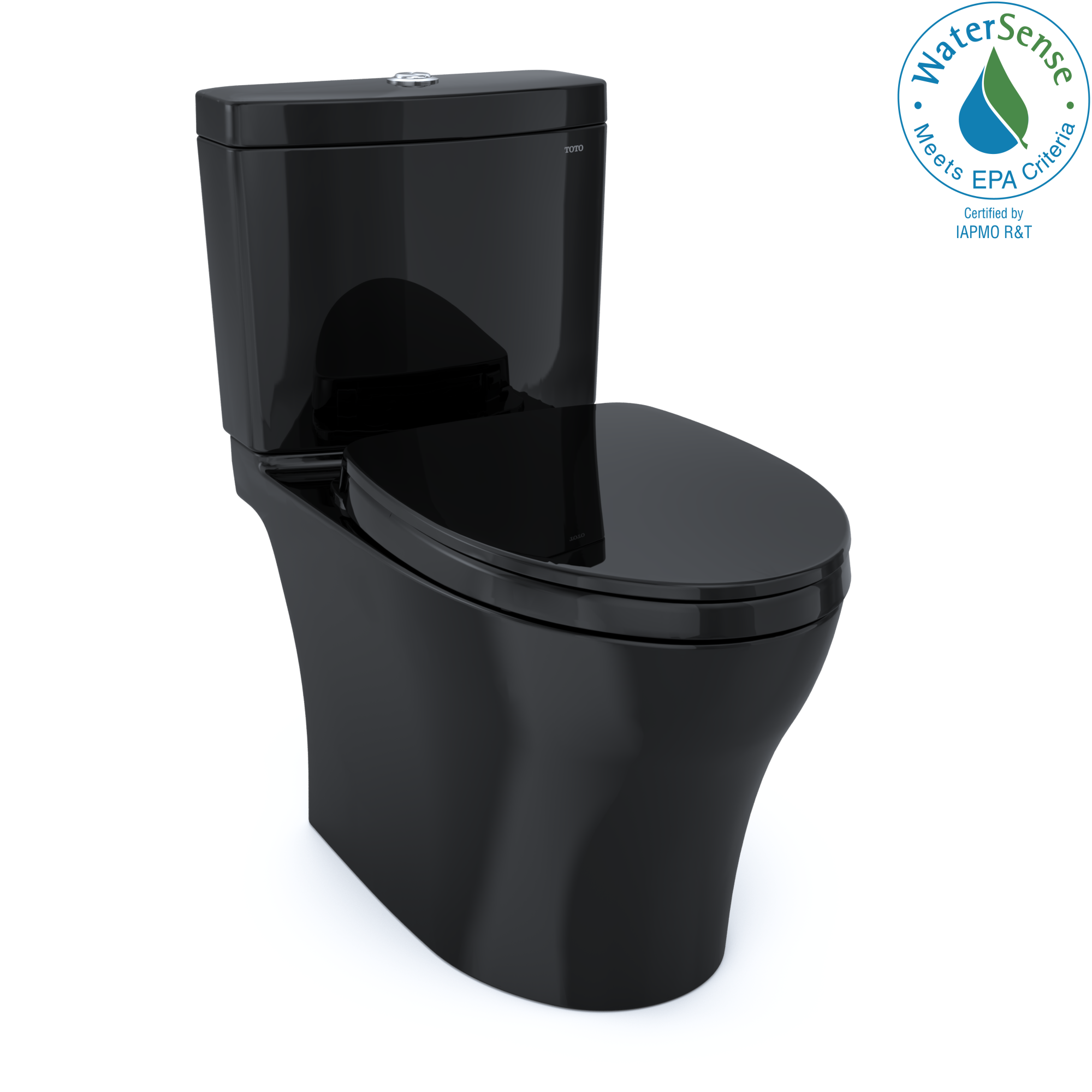 TOTO Aquia IV Two-Piece Elongated Dual Flush 1.28 and 0.9 GPF Universal Height Toilet, WASHLET+ Ready, Ebony, Vitreous China, MS446124CEMFN#51