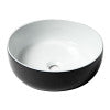 ALFI brand 15.5" x 15.5" Round Above Mount Porcelain Bathroom Sink, Black & White, No Faucet Hole, ABC908
