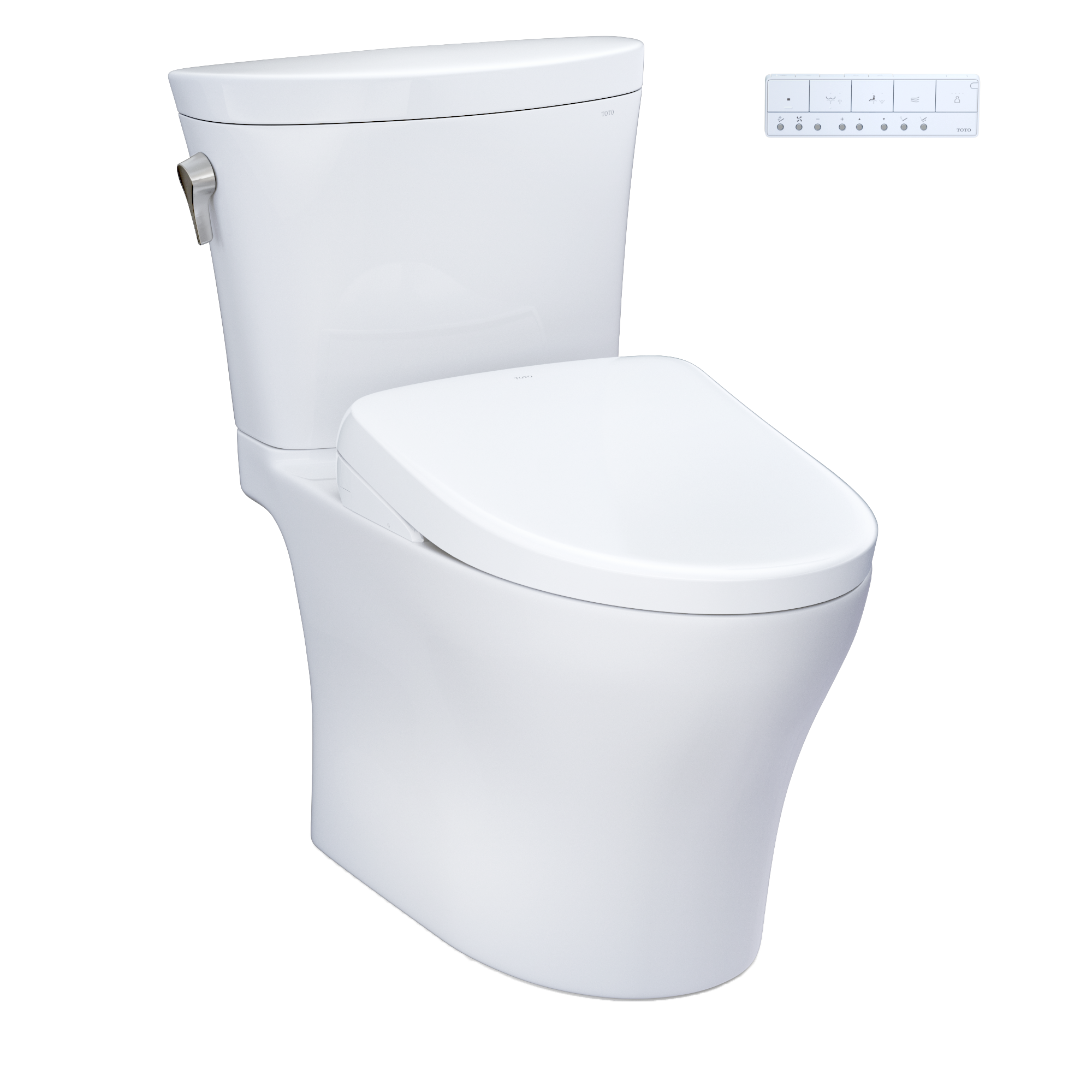 TOTO WASHLET+ Aquia IV Arc Two-Piece Elongated Dual Flush 1.28 and 0.9 GPF Toilet with Auto Flush S7A Contemporary Bidet Seat, Cotton White, Vitreous China|Plastic, MW4484736CEMFGNA#01