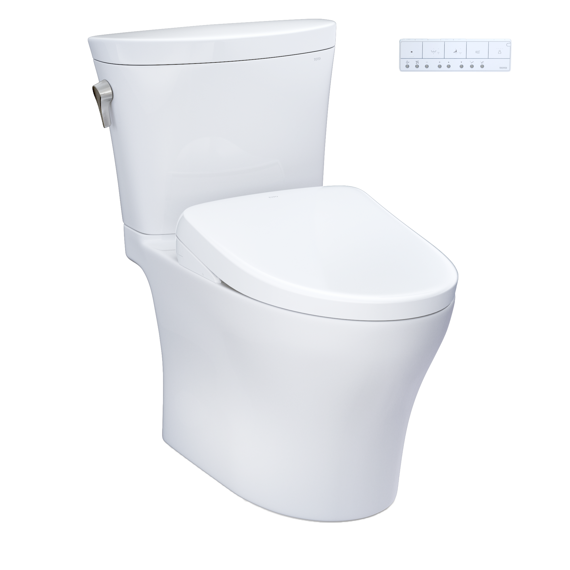 TOTO WASHLET+ Aquia IV Arc Two-Piece Elongated Dual Flush 1.28 and 0.9 GPF Toilet with S7A Contemporary Bidet Seat, Cotton White, Vitreous China|Plastic, MW4484736CEMFGN#01