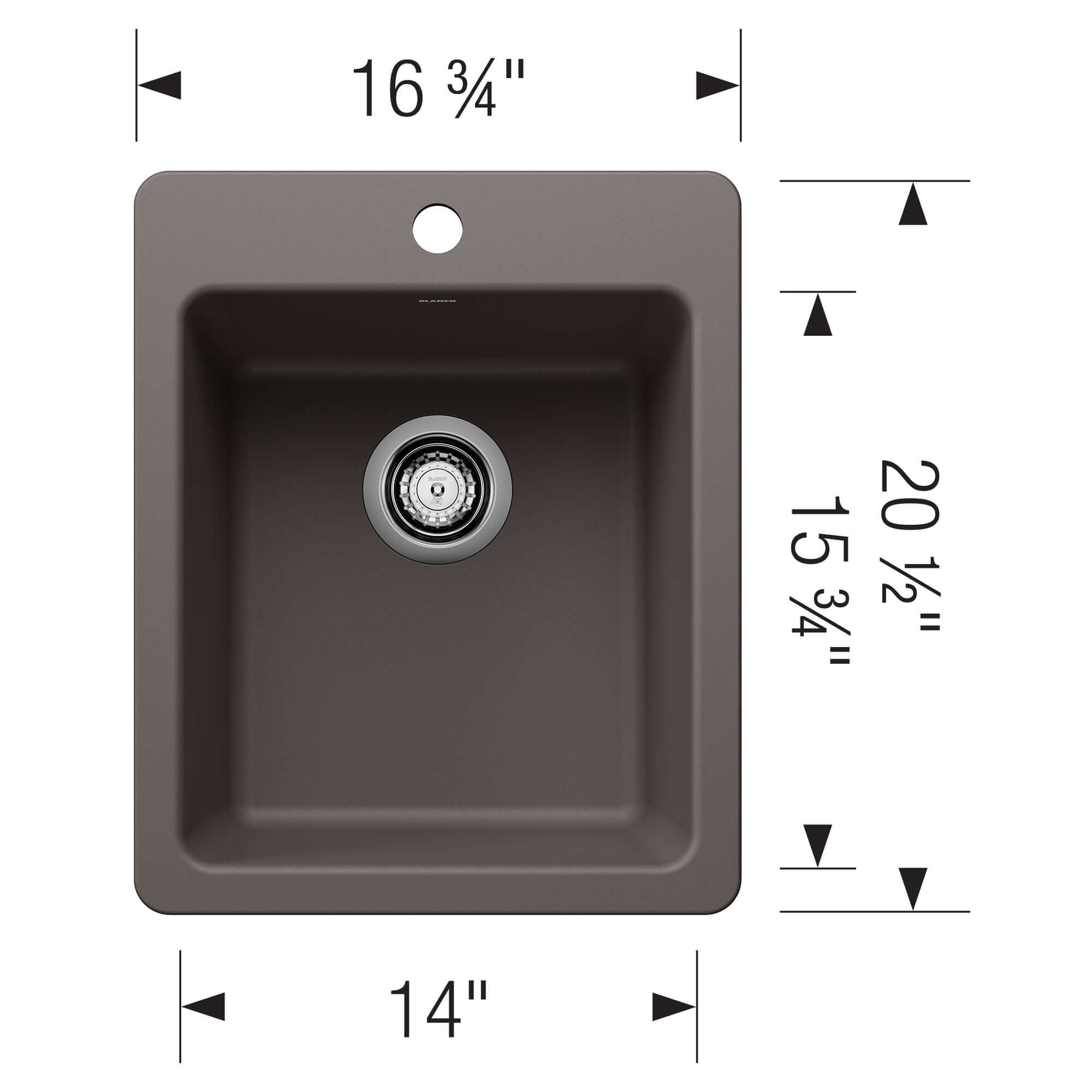 Alternate Image for Blanco Liven 17" Rectangle Silgranit Bar/Prep Sink, Volcano Gray, 1 Faucet Hole, 443240