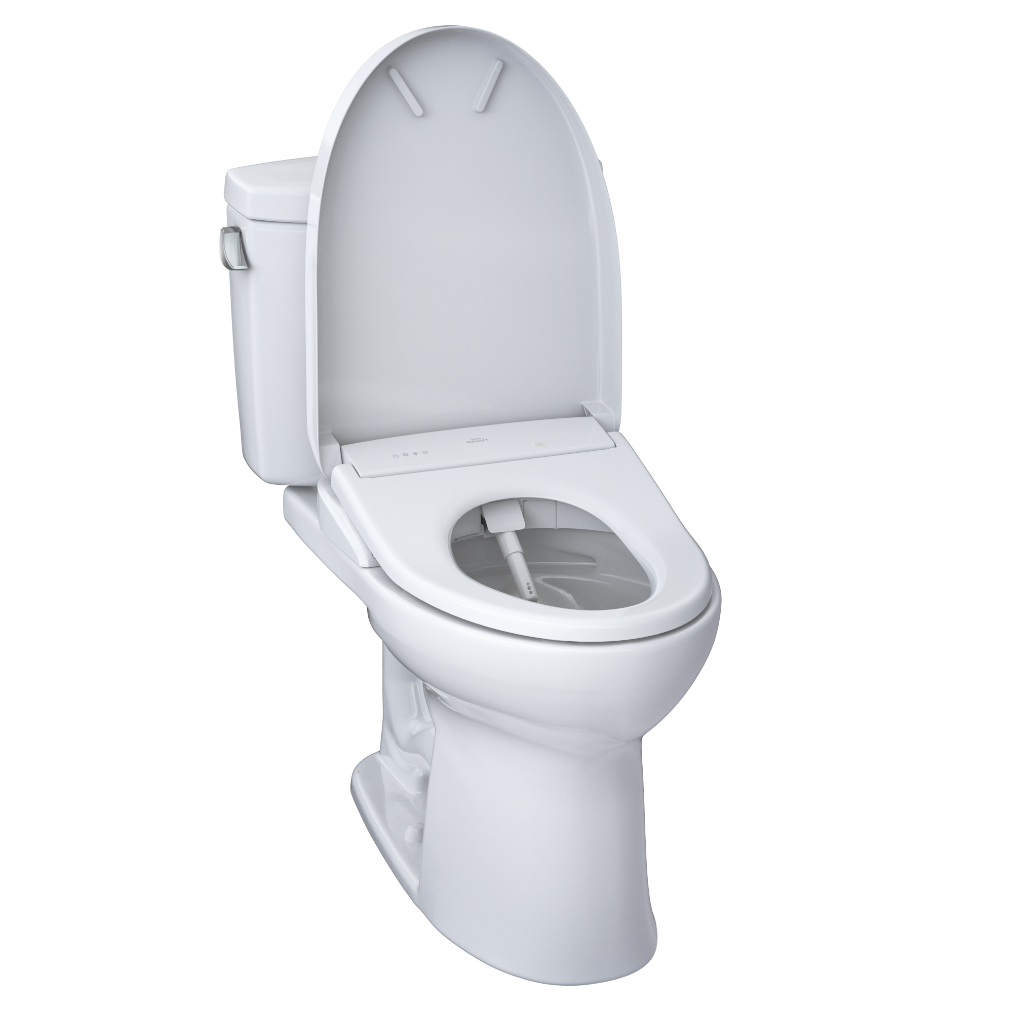 Alternate Image for TOTO WASHLET+ Drake II Two-Piece Elongated 1.28 GPF Toilet with Auto Flush WASHLET+ S7A Contemporary Bidet Seat, Cotton White, Vitreous China|Plastic, MW4544736CEFGA#01