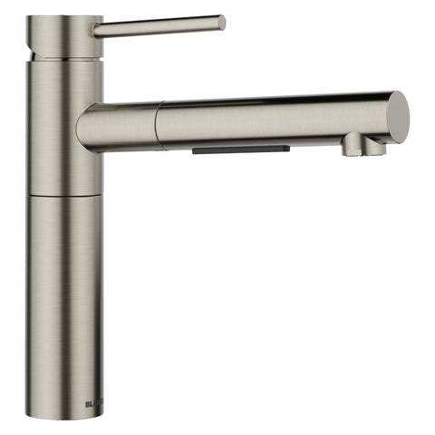 Blanco Alta II Low Arc Pull-Out Dual-Spray Kitchen Faucet, Satin Platinum, 1.5 GPM, Brass, 443256