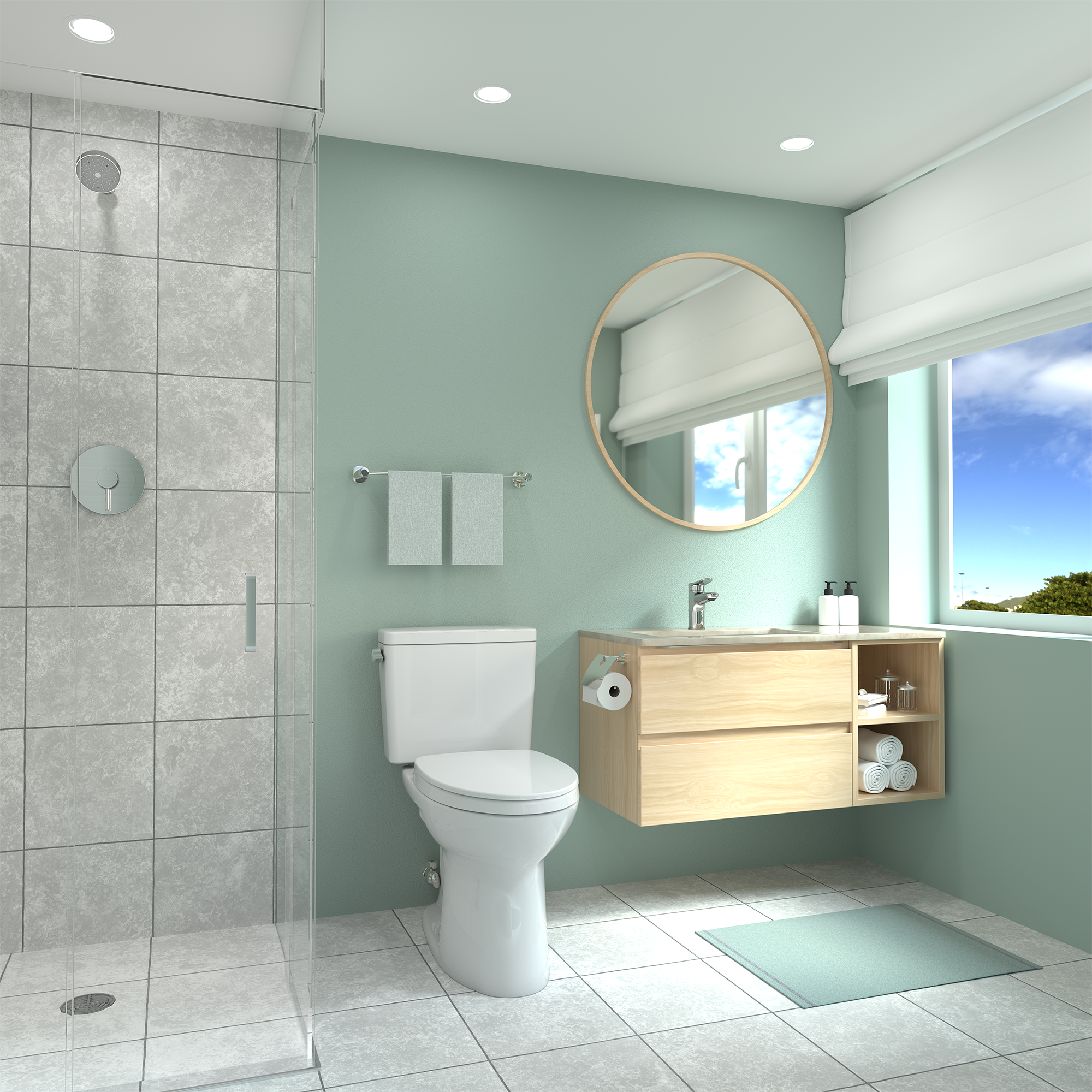 Alternate Image for TOTO Drake Two-Piece Elongated 1.6 GPF Universal Height TORNADO FLUSH Toilet with CEFIONTECT and SoftClose Seat, WASHLET+ Ready, Cotton White, Vitreous China, MS776124CSFG#01