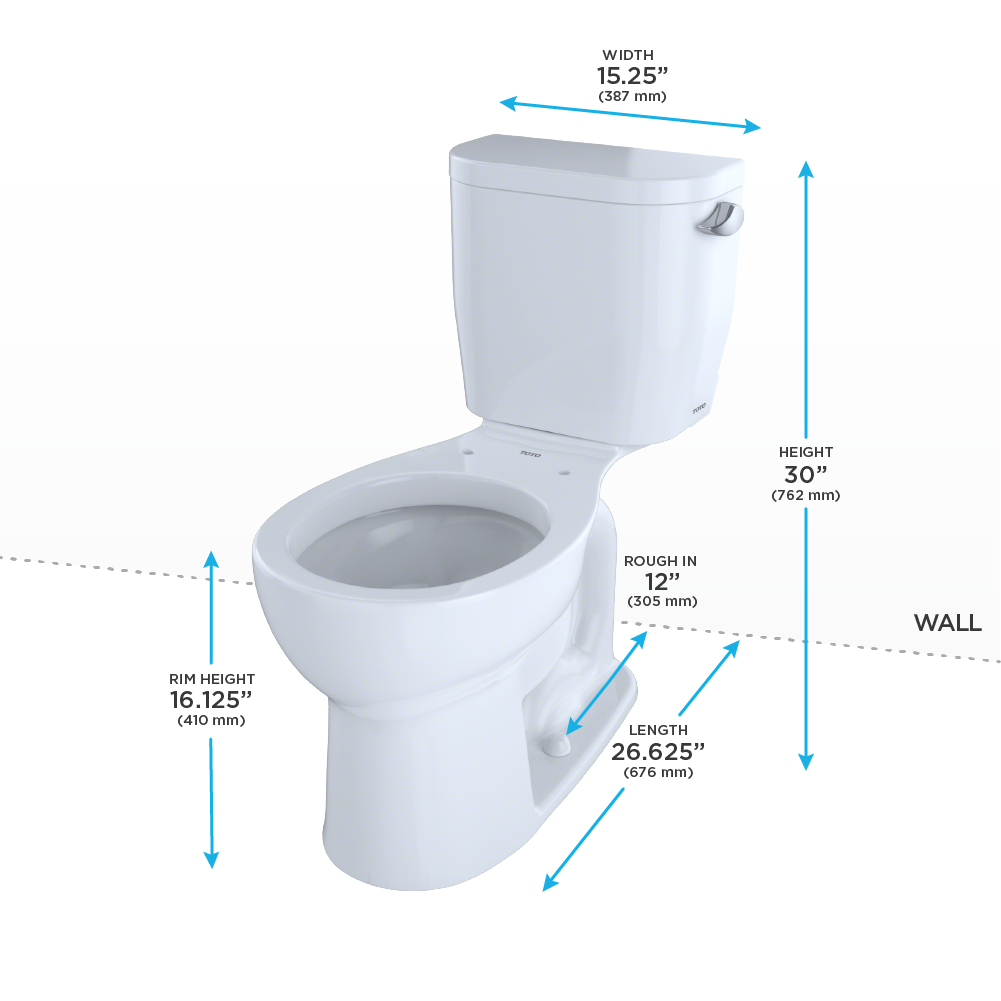 TOTO Entrada Two-Piece Round 1.28 GPF Universal Height Toilet with Right-Hand Trip Lever, Cotton White, Vitreous China, CST243EFR#01
