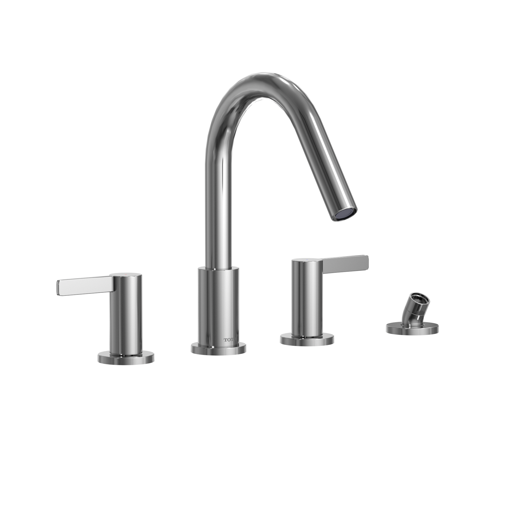 Alternate Image for TOTO GF Two Lever Handle Deck-Mount Roman Tub Filler Trim with Handshower, Polished Chrome, Brass, TBG11202UA#CP