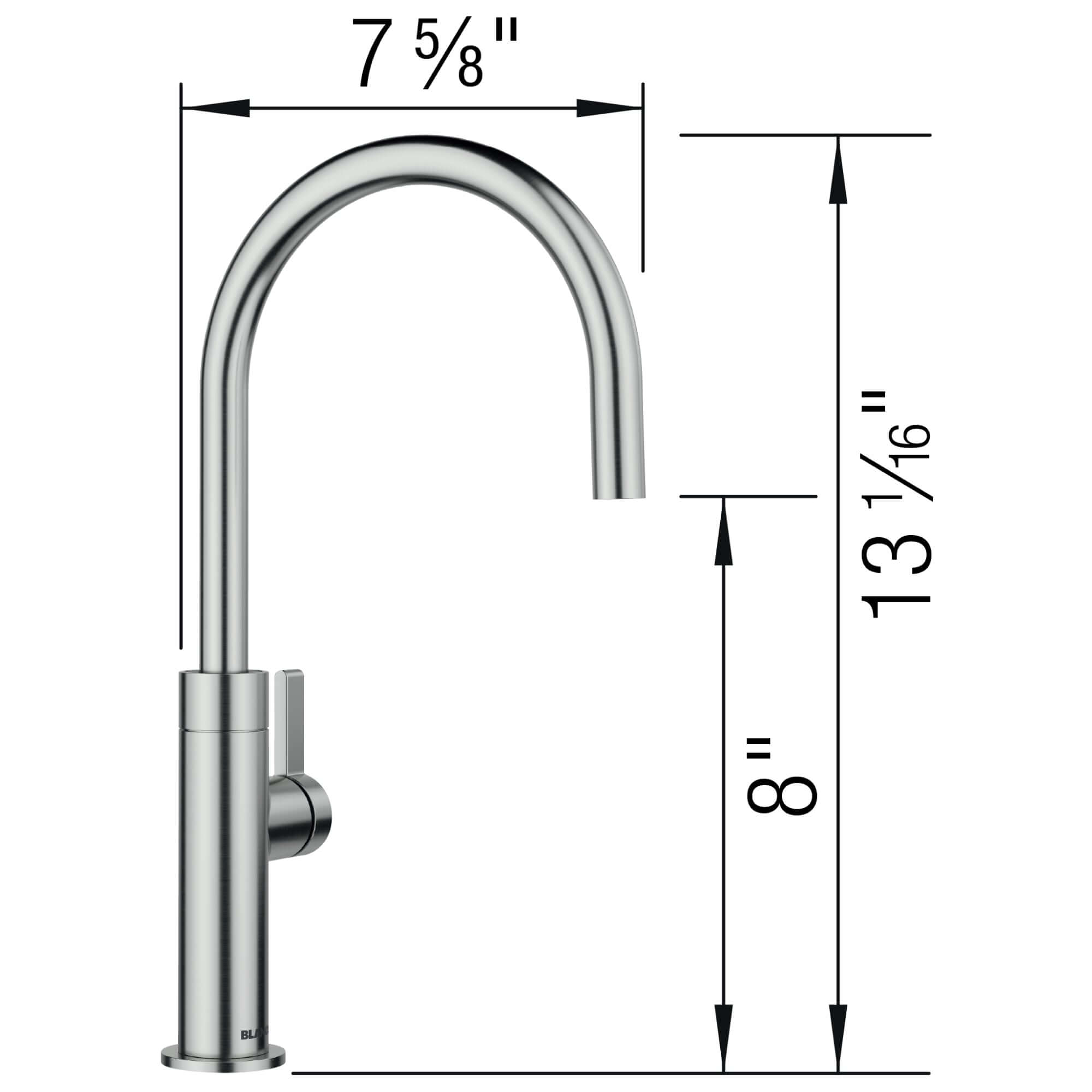 Alternate Image for Blanco Culina II High Arc Beverage Faucet, RO Compatible, PVD Steel, 1.5 GPM, Brass, 527489